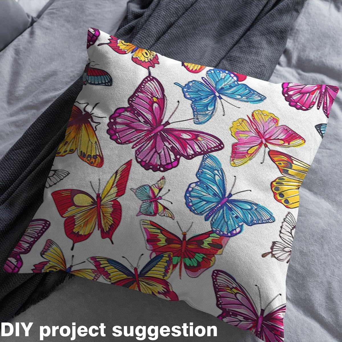 Feelyou Colorful Butterfly Upholstery Fabric for Chairs Butterflies Print Fabric by The Yard for Kids Boys Girls Beautiful Butterfly Decorative Waterproof 2 Yards Animal Fabric for Home DIY Projects