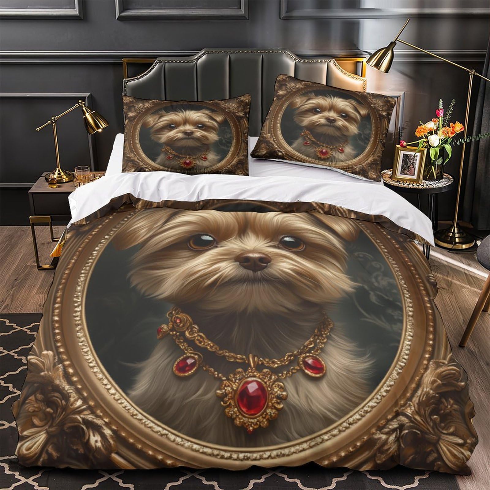 Housse de couette 200x200cm imprimé 3D drap lit double vintage