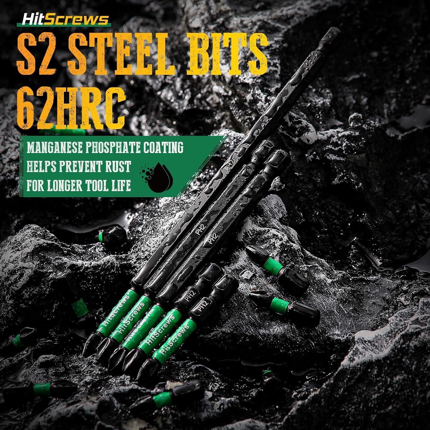 PH2 Long Phillips Screwdriver Bit Set – 12 Pack Mixed Length Phillips Impact Driver Bits with High Magnetic Bit Holder, S2 Steel, 1"/2"/4"/6" Magnetic Driver Bits