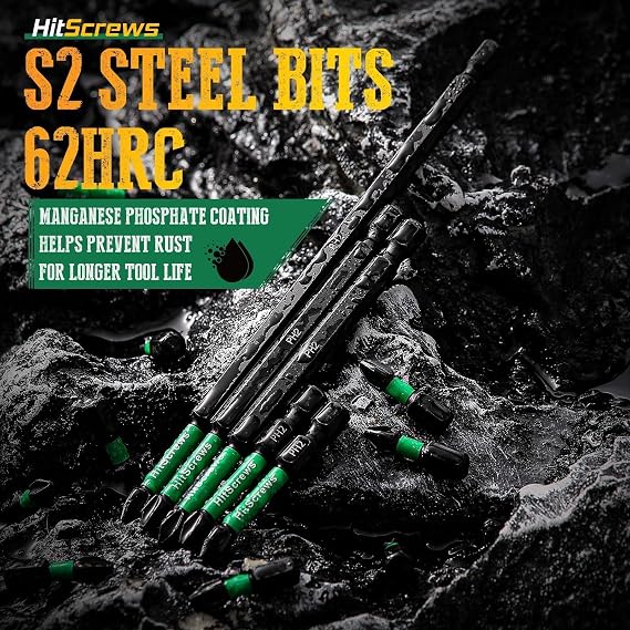 50 Pcs Phillips Bits #2 Impact 1 + Magnetic Bit Holder, S2 Steel Magnetic Screwdriver Bits for Impact Drivers, Home Repair & DIY Use
