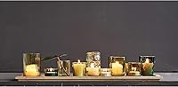 Vista 5 de Creative Co-Op Wood Tray with 9 Green Glass Votive Holders