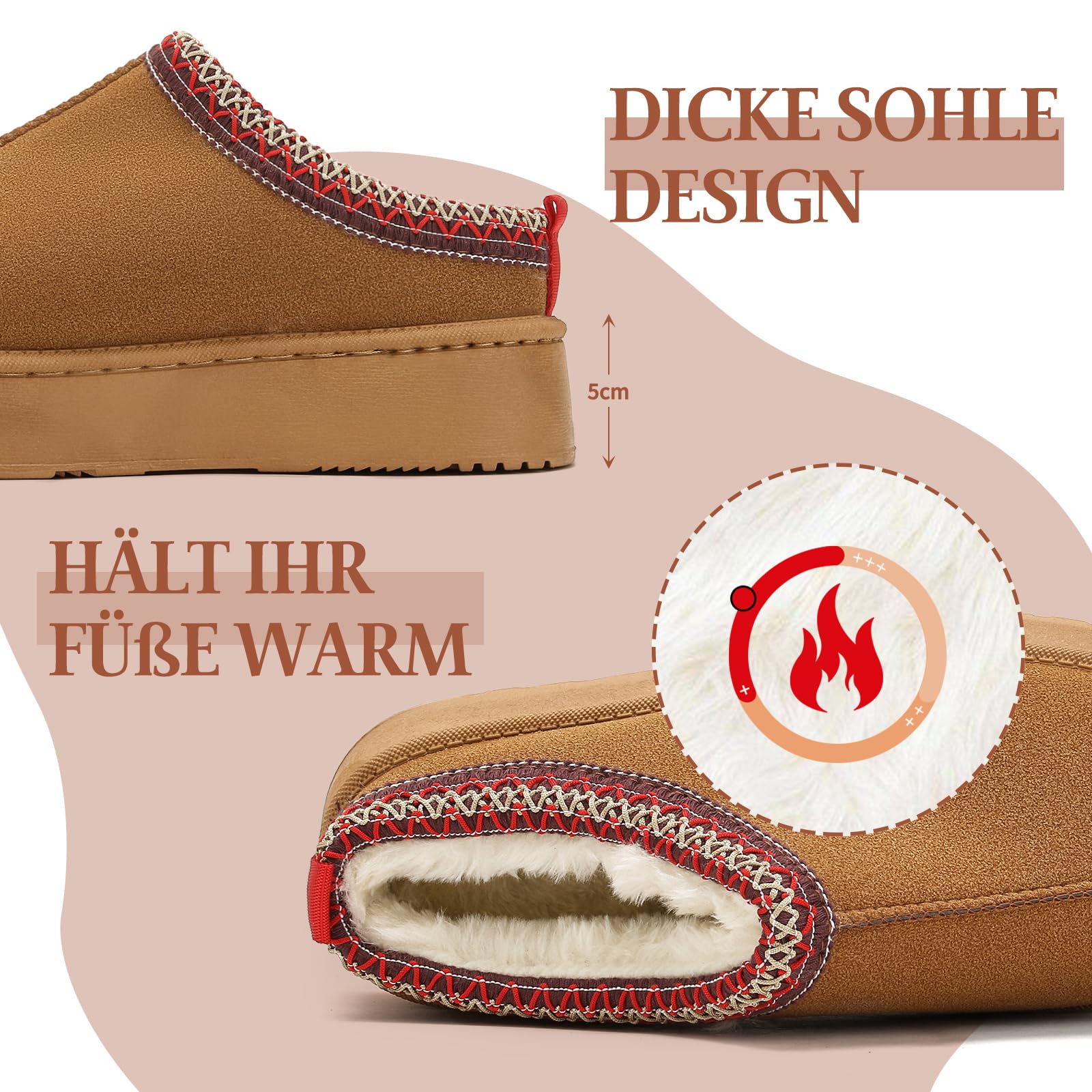 Rumkok Stivali Da Neve Donna, Invernali Caldo Comode Moda con stivali con pelo Scarpe, Leggeri e Antiscivolo Breve Doposci Stivaletti Scarponcini Scarpe Stivali per Esterni