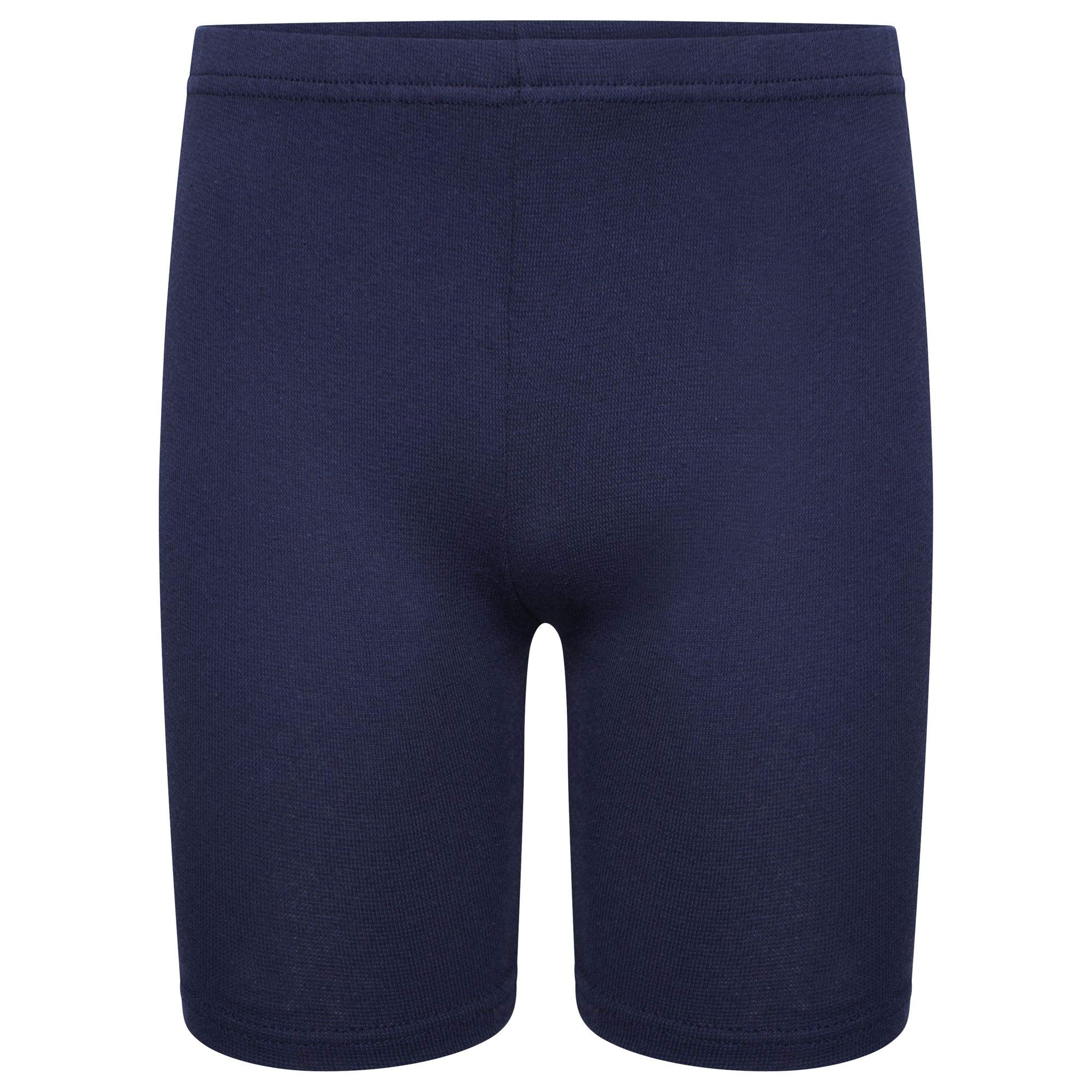 Lyallpur Girls Kids Stretch Cycling Cotton Shorts PE School Uniform Dance Gym Swim (Navy, 9-10 Years)
