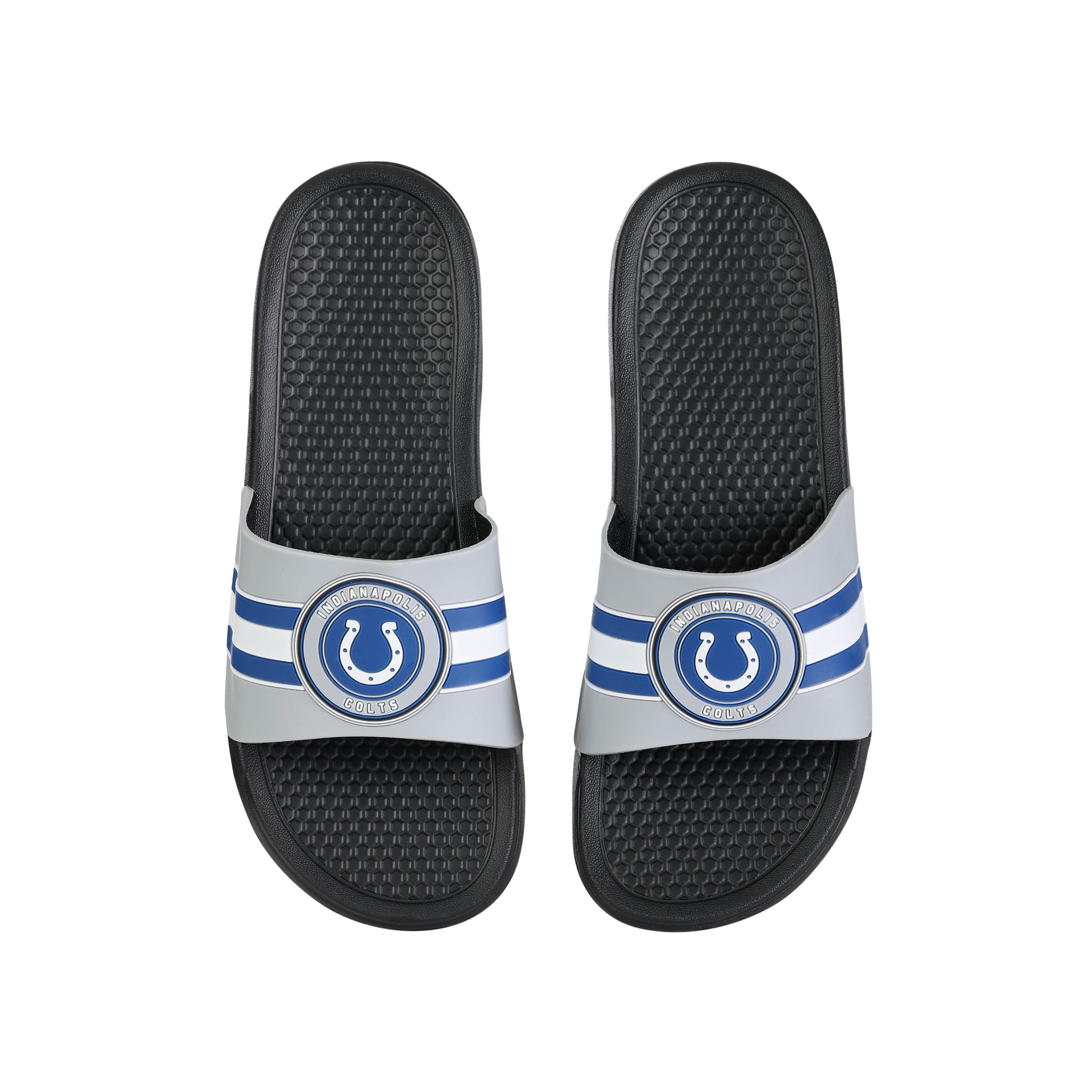 FOCO NFL Men's Stripe Raised Slide Sandals – Comfortable, Durable, Team Logo Footwear for Game Day & Everyday Wear