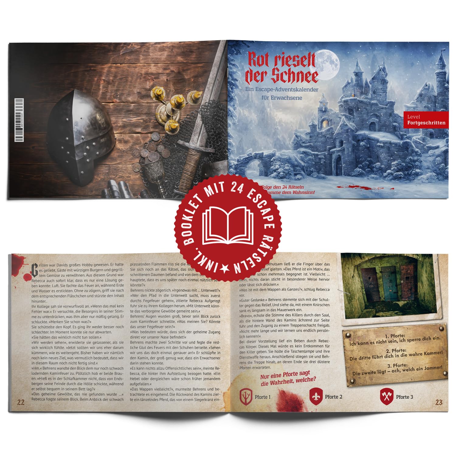 Corasol Escape & Kaffee Adventskalender 2025 mit Escape-Thriller für Erwachsene: Rot rieselt der Schnee