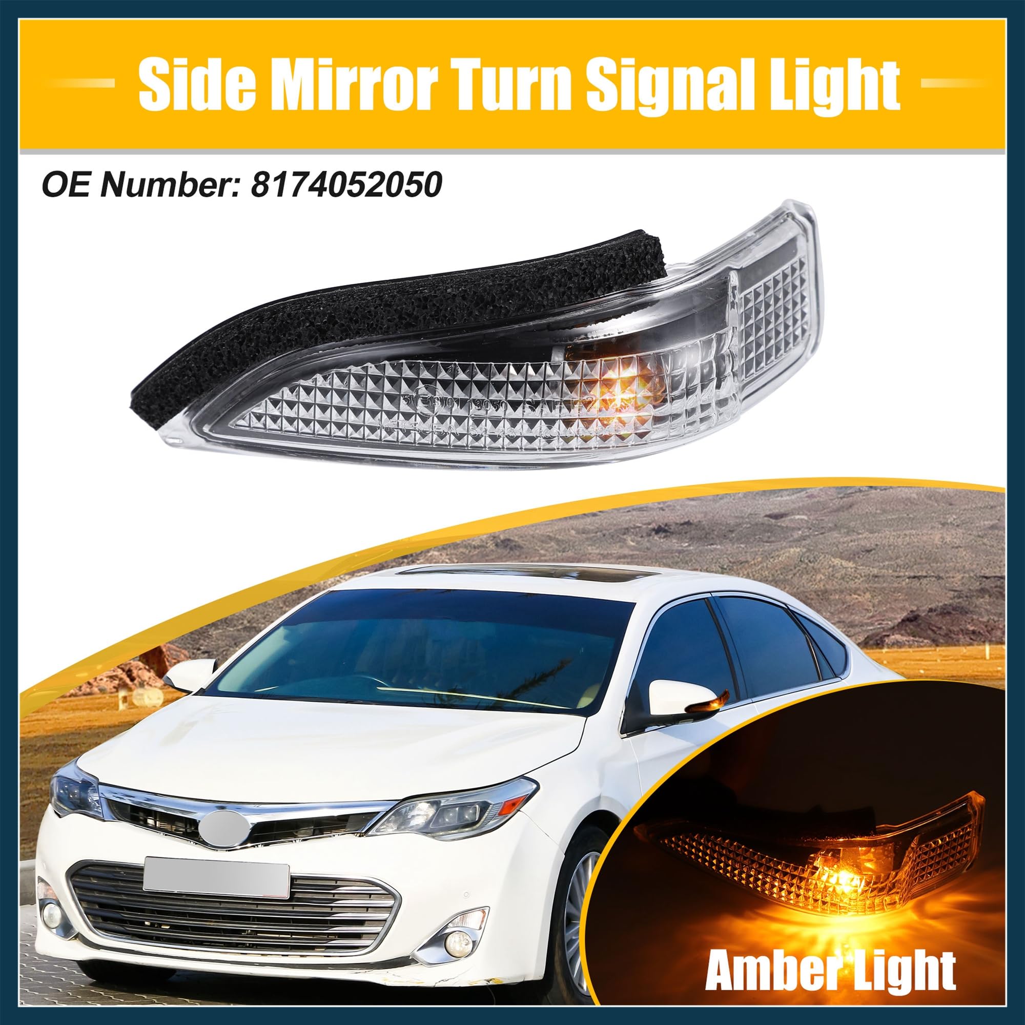 TUCKBOLD Car LED No.8174052050 Left Side Rear View Mirror Turn Signal Amber Light Indicator for Toyota Avalon 2013-2018 for Toyota Corolla 2014-2019 Automotive Parts