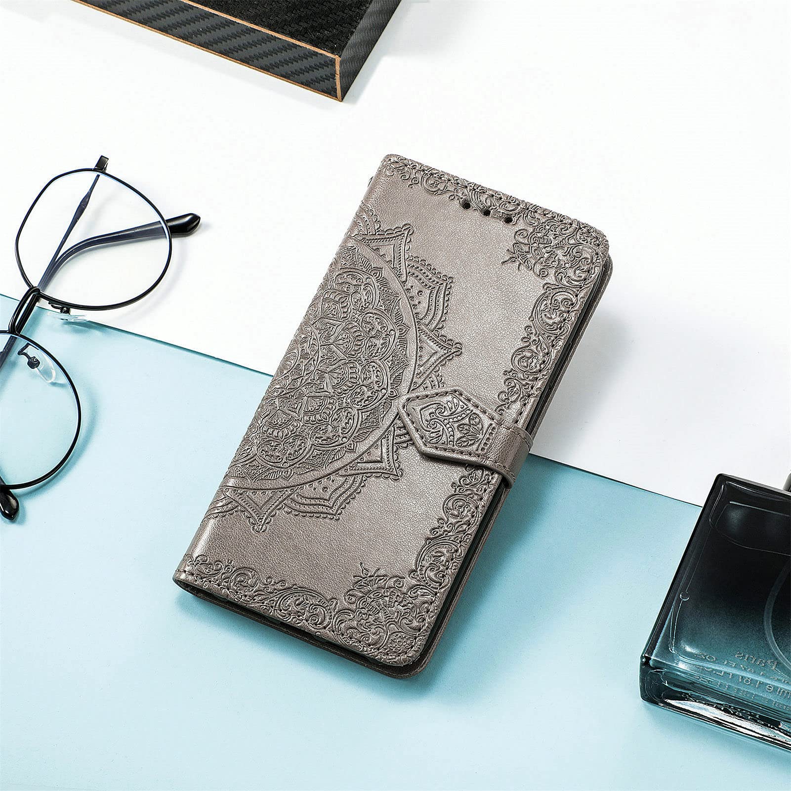 Fertuo Cover Portafoglio Per Honor 90 Lite - Custodia A Libro In Pelle Con Disegno Mandala, Porta Carte E Supporto, Blu