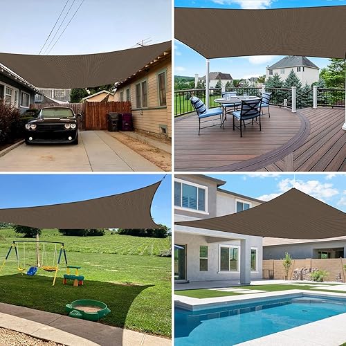 Miniatura 2 de E&K Sunrise - Toldo parasol rectangular de 13 x 20 pies, bloquea los rayos UV, para pérgola, patio, jardín al aire libre (marrón)