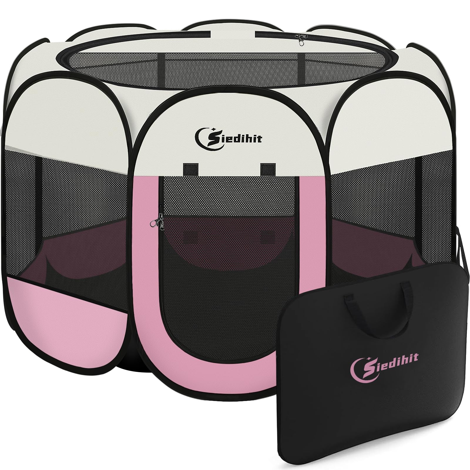 Sieidihit Dog Cat Pet Playpen Puppy Crate Cage Indoor Outdoor, XLarge Pink