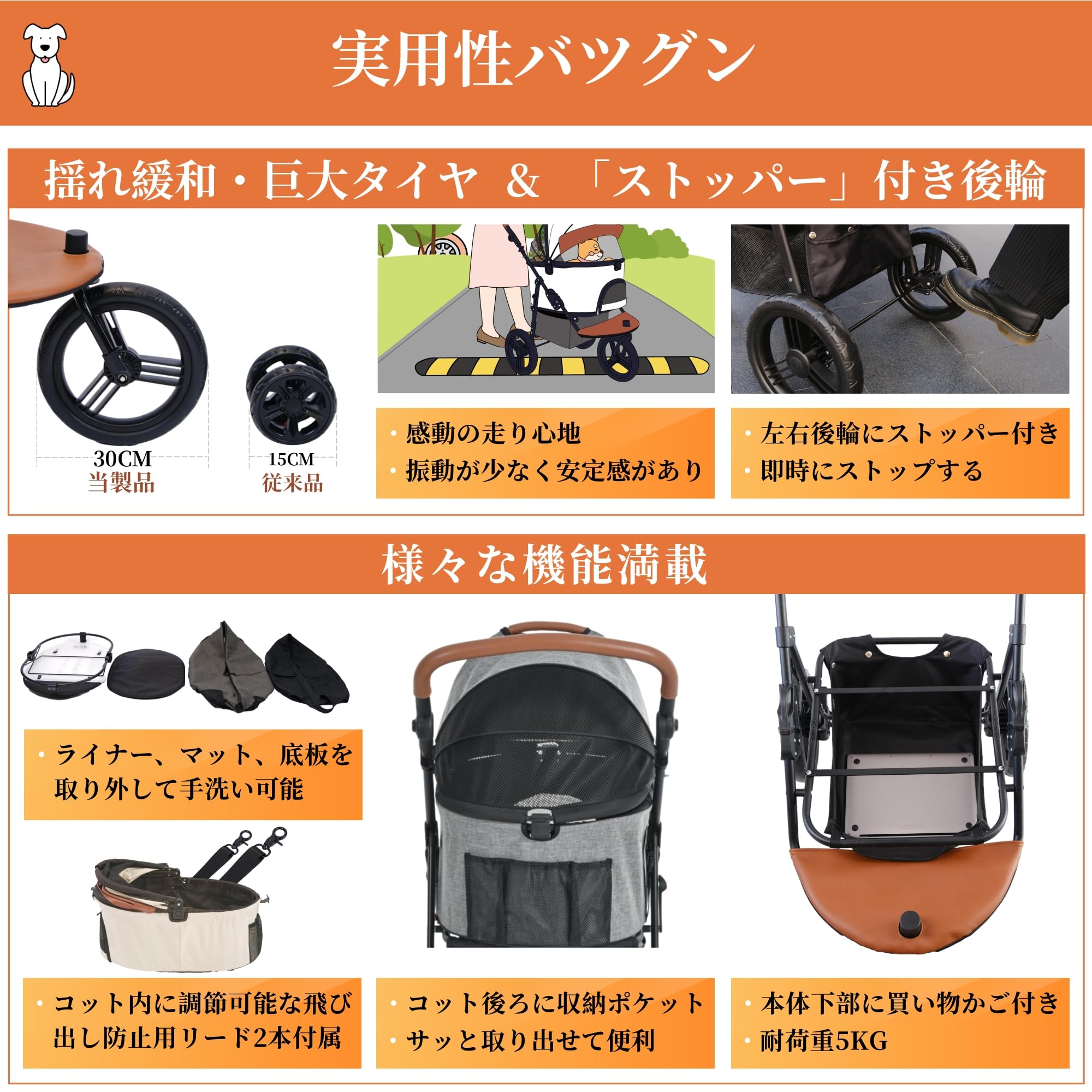 Amazon.co.jp: MOTASAN 減震 ペットカート 取り外し可能 分離型 多頭 2