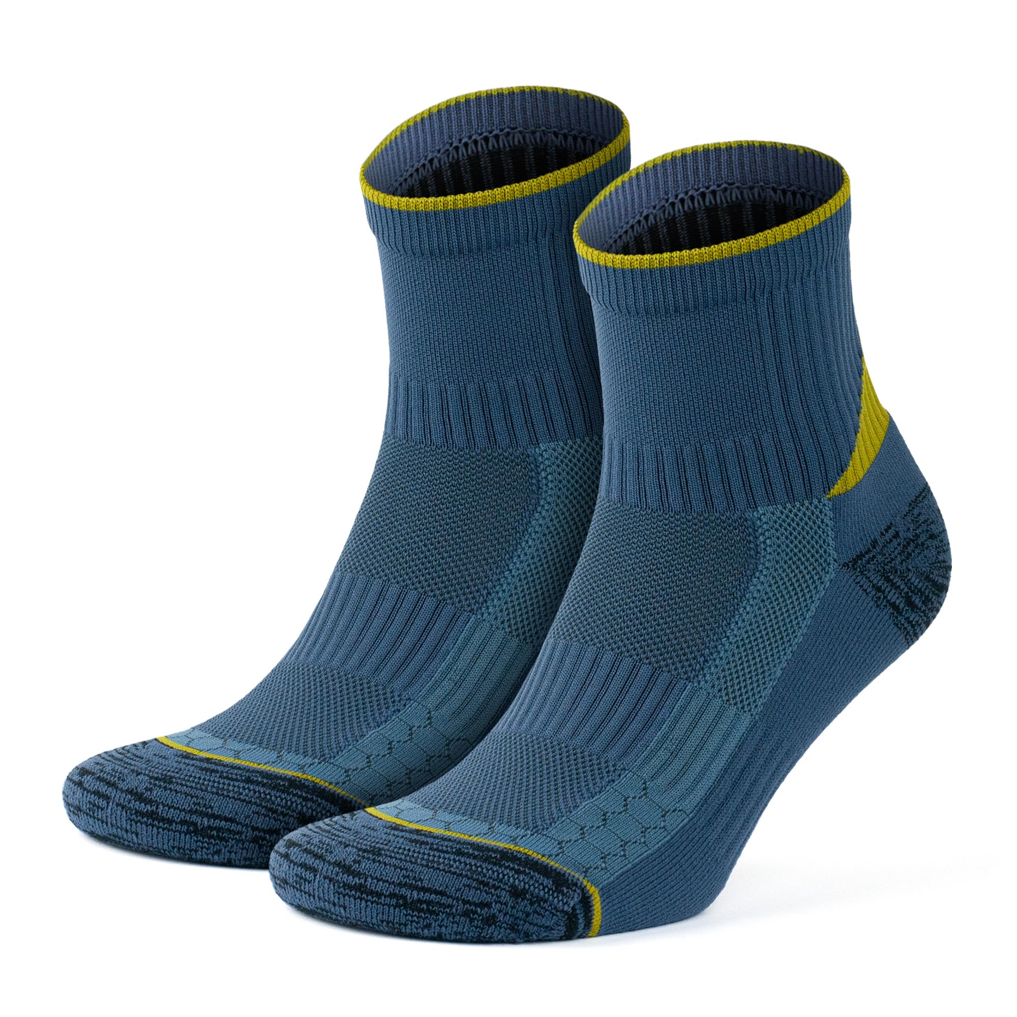 GoWith2 Pairs Unisex Athletic Fit Running Socks, Anti-Blister Cushioned Performance Socks, Seamless Padded Workout Socks