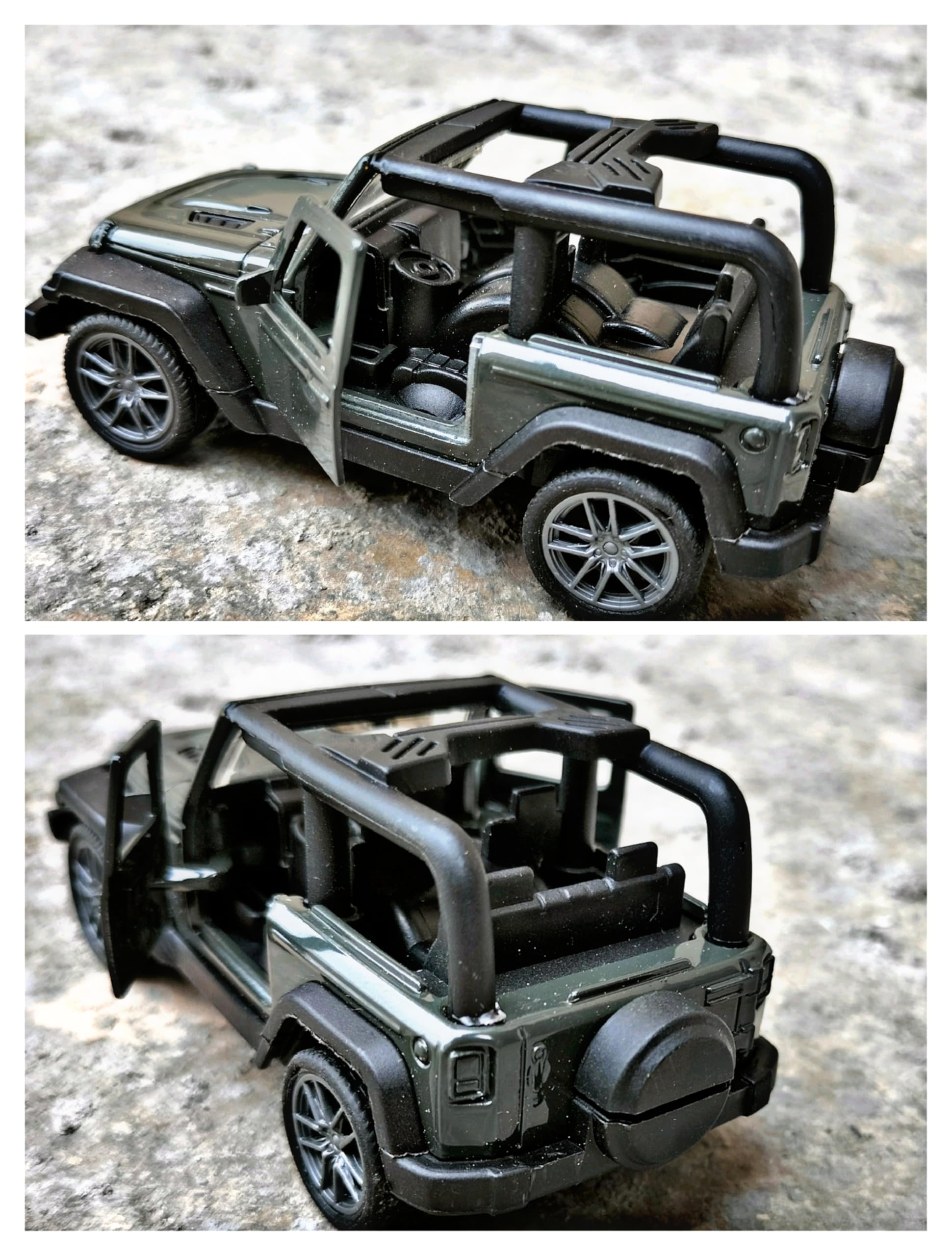 RUHANI 1:36 Scale Diecast Metal Mini Open Thar Jeep Toy Car (Open Door & Pull Back)