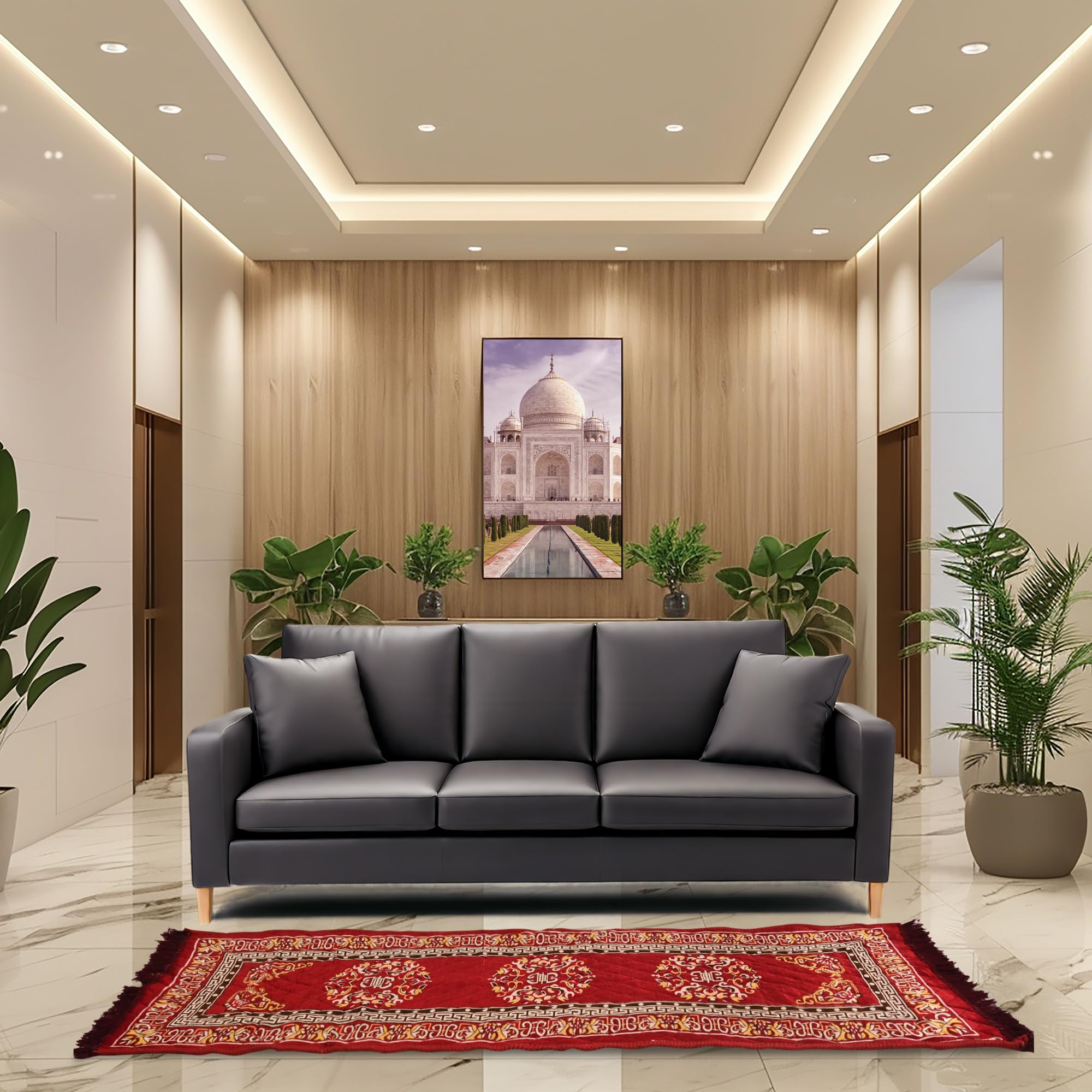 Kuber Industries Bed Side Runner (6x2 Ft) Long Prayer-Yoga Mat | Velvet Bedside Floor Mat | Rug For Living Room | Kitchen Carpet For Floor | Rangoli Design- Maroon