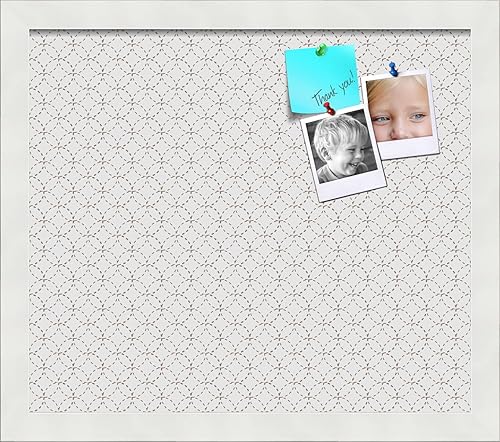 Miniatura 169 de PinPix Tablero de anuncios de corcho de 12 x 12 pulgadas. Este tablero decorativo enmarcado viene con diseño de círculos B W y un marco blanco