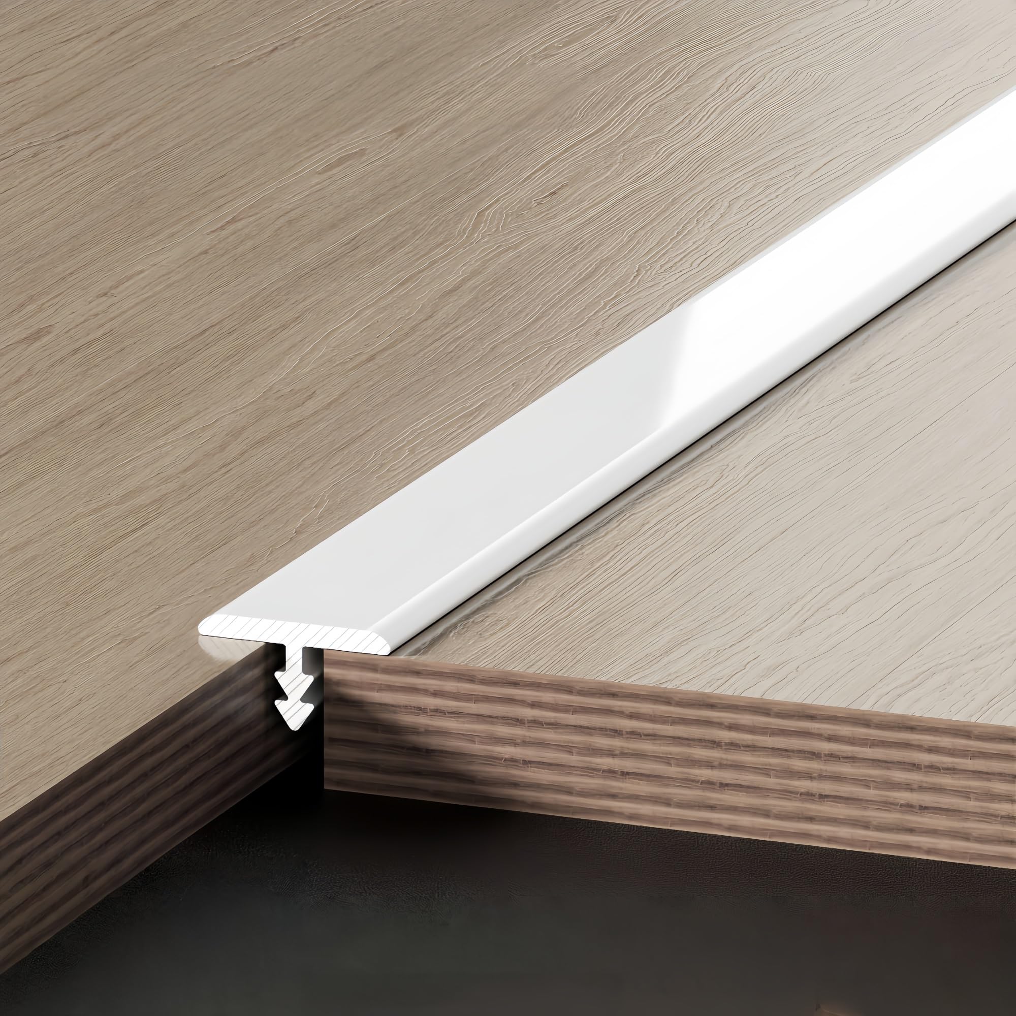 Alu Übergangsprofil T-Form selbstklebend, Höhenausgleich 4.3 mm, Breite 10mm, 3/6/9m (100 cm pro Abschnitt) für Laminat, Vinyl, Fliesen, Bodenschwelle, Türschwelle Küche(A,10mm*12m)