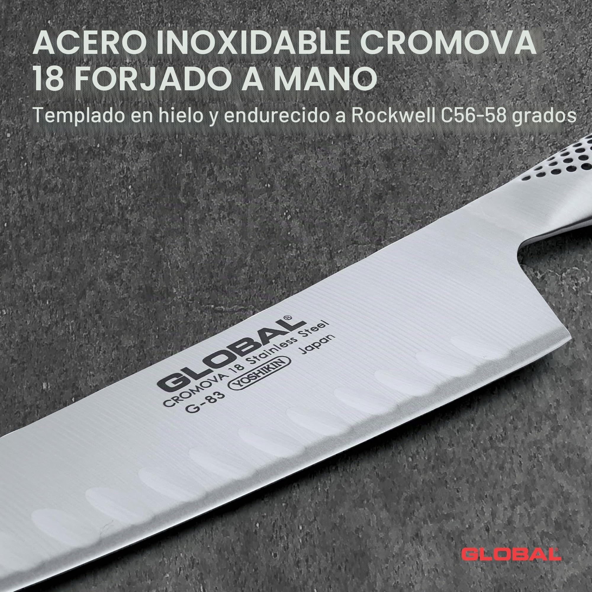 Global Cuchillo de Cocinero Oriental alveolado, 18cm, G- 83