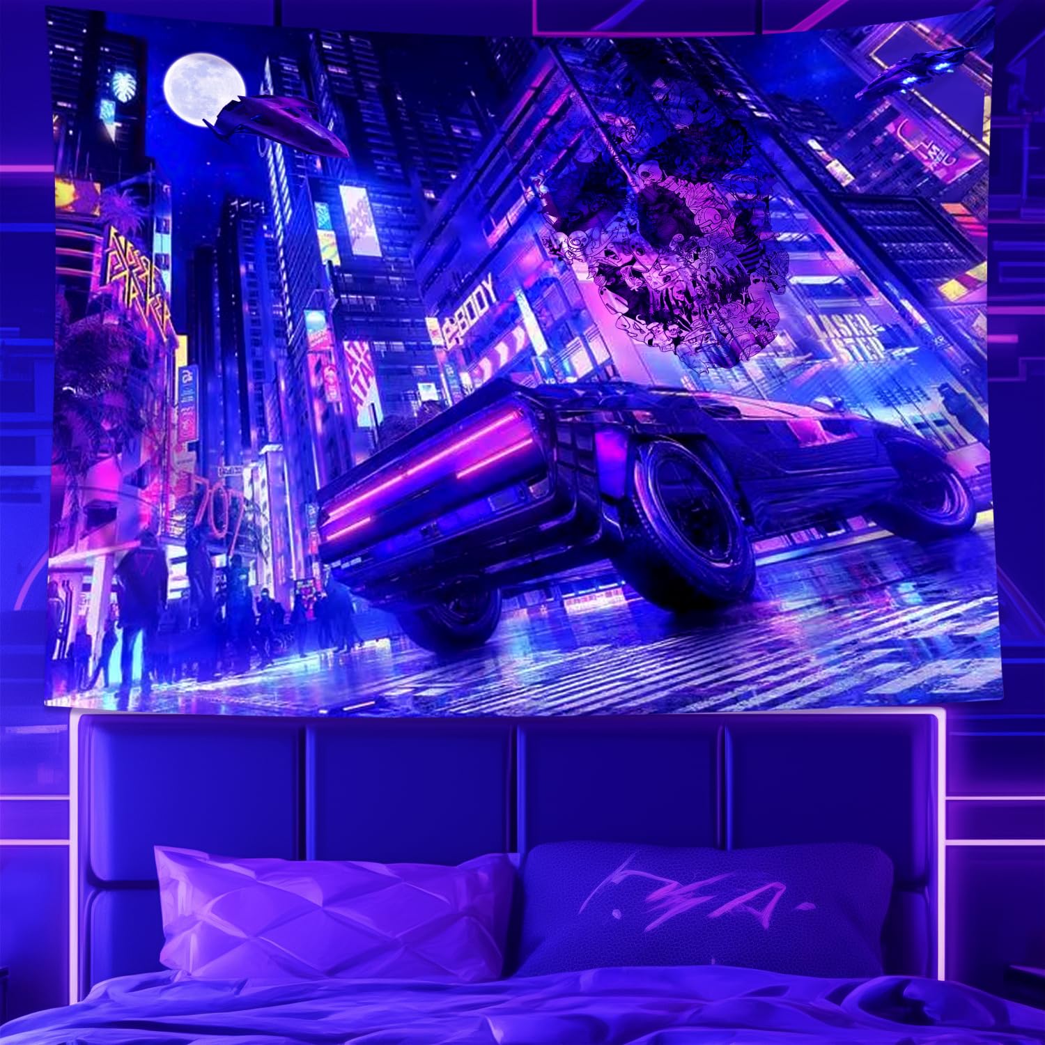Amazon.com: NYRZT Blacklight Cyberpunk Tapestry Wall Hanging, Game