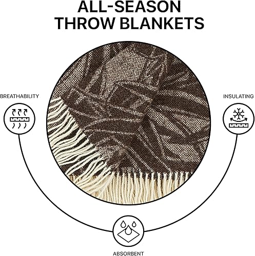 Miniatura 6 de Manta de lana  100% lana de Nueva Zelanda  Perfecta para el hogar y al aire libre  Manta de lana virgen con flecos de 55 x 79 pulgadas (55.1 x 78.7