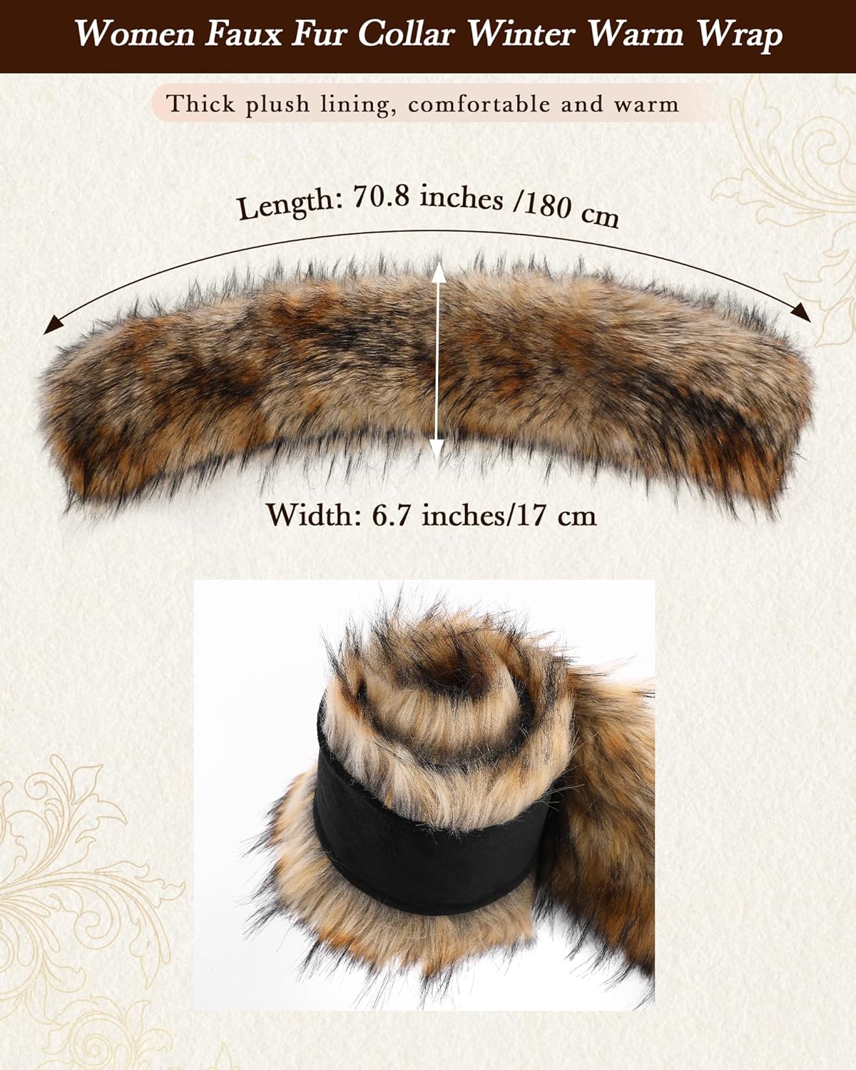 Geyoga Faux Fur Shawl for Women Fluffy Collar Scarf Wrap Winter Warm Shrug for Bridal Bridesmaid 1920s Valentines Party - Image 3