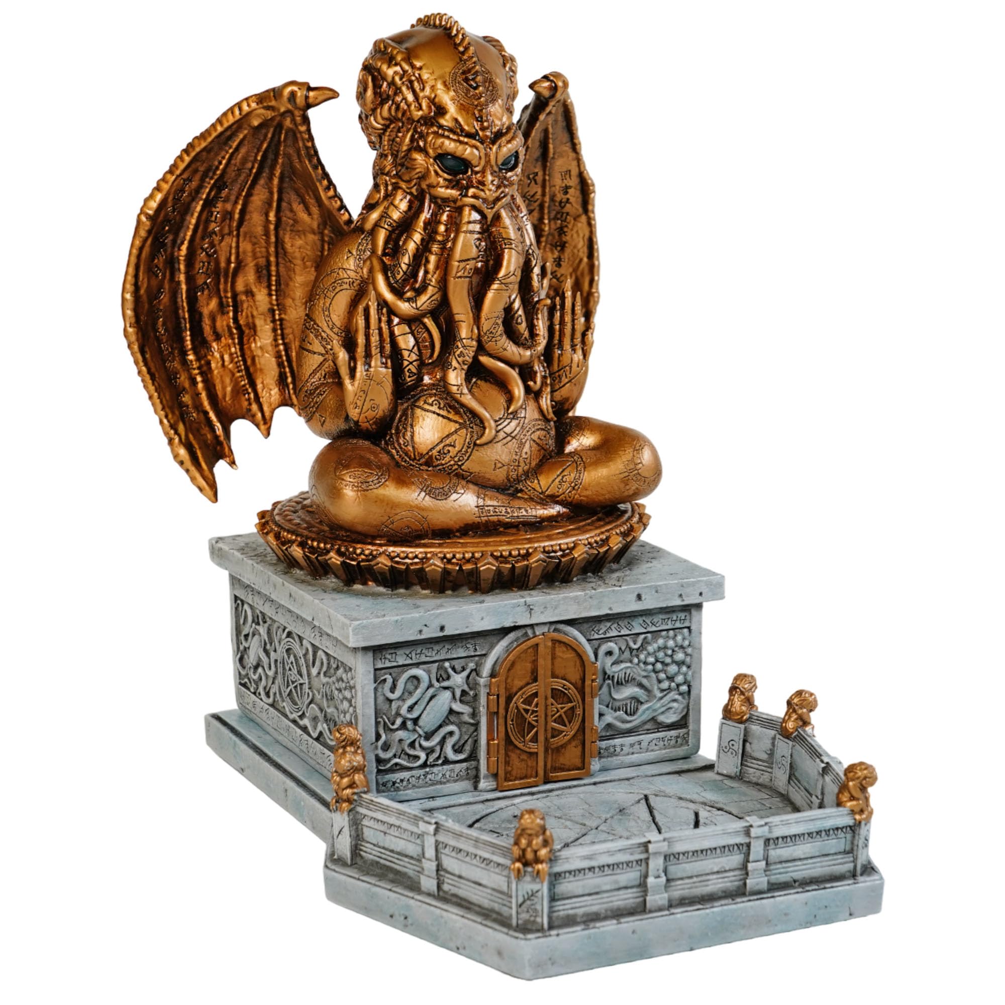 Forged Dice Co. Call of Cthulhu Idol Dice Tower - Hand Painted Resin Dice Roller and Dice Rolling Tray with LED Lights - Compatible with DND Accessories and Polyhedral Dice - Licensed By Chaosium Inc.