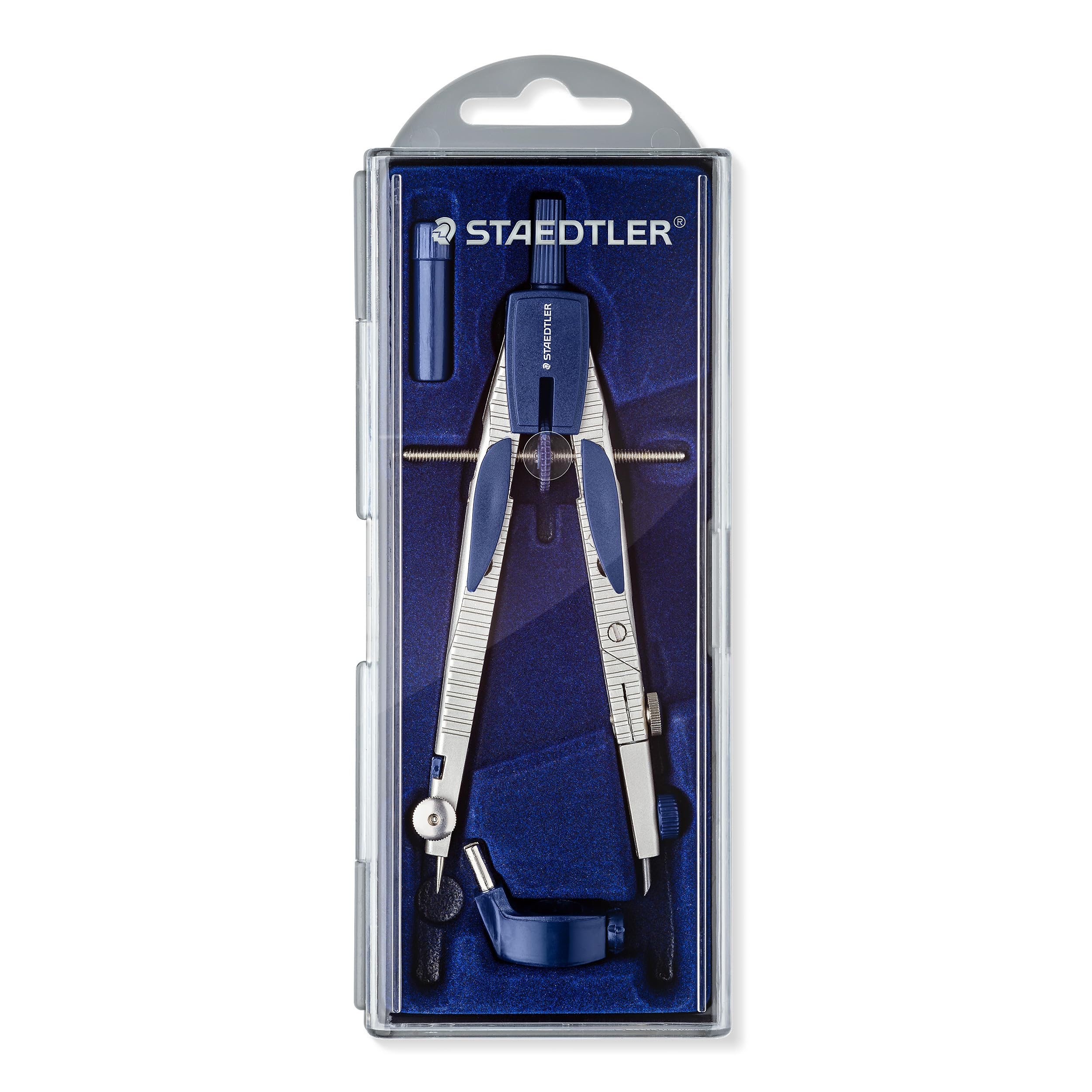 STAEDTLER 553 01 Mars Comfort Quick-Setting Compass with Centre Wheel, Universal Adapter and Lead Box (360mm Diameter)