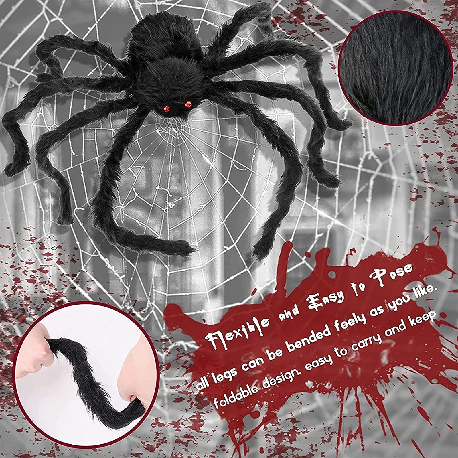 10 Pack Pack Spaventoso Falso Ragno Halloween Spider Puntelli all'aperto Decorazioni di Halloween per Esterni al Coperto da Giardino Home Feste infestato casa Halloween Décor,30cm