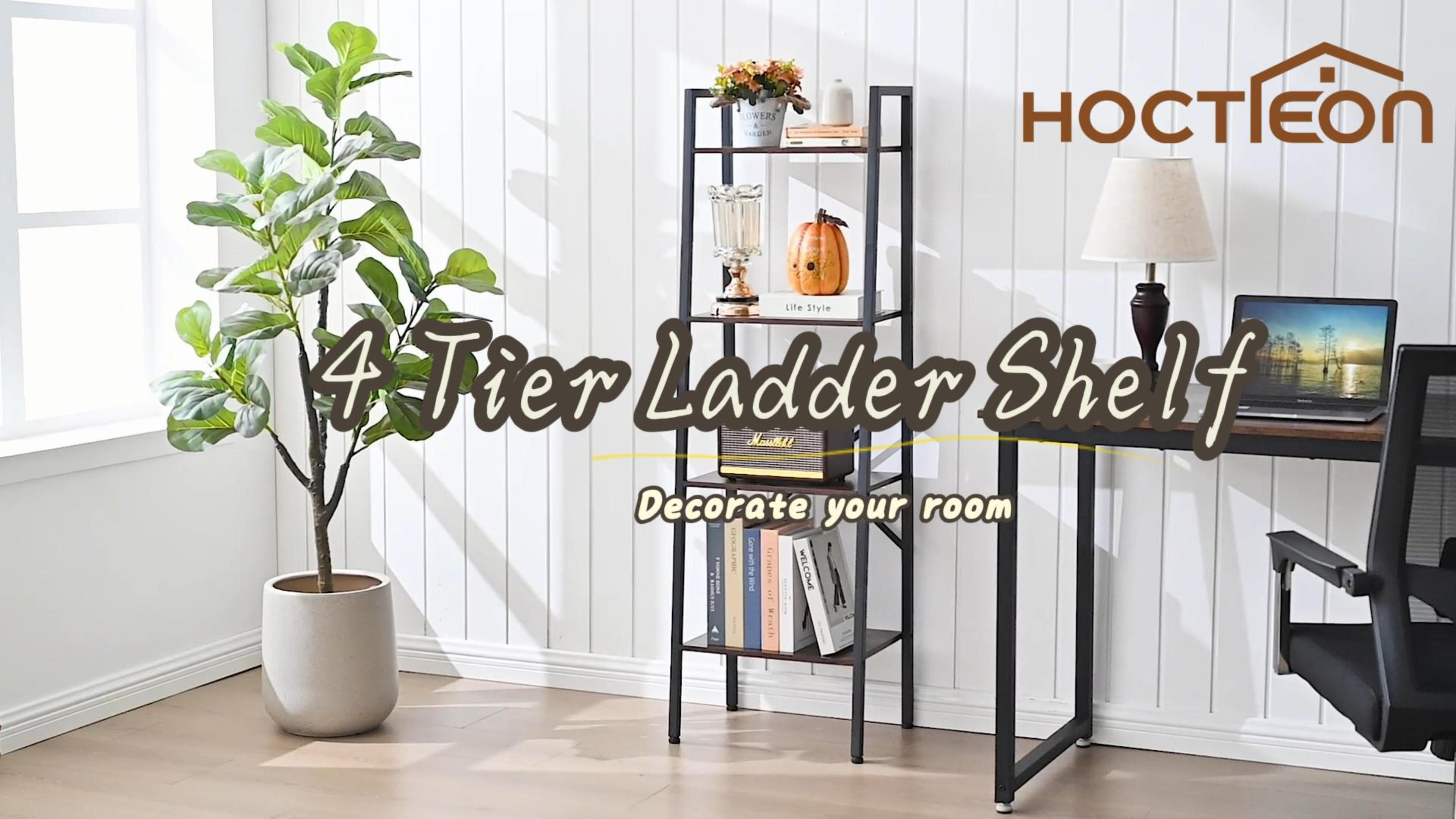 Amazon.com: Hoctieon 4-Tier Industrial Ladder Bookshelf, Narrow