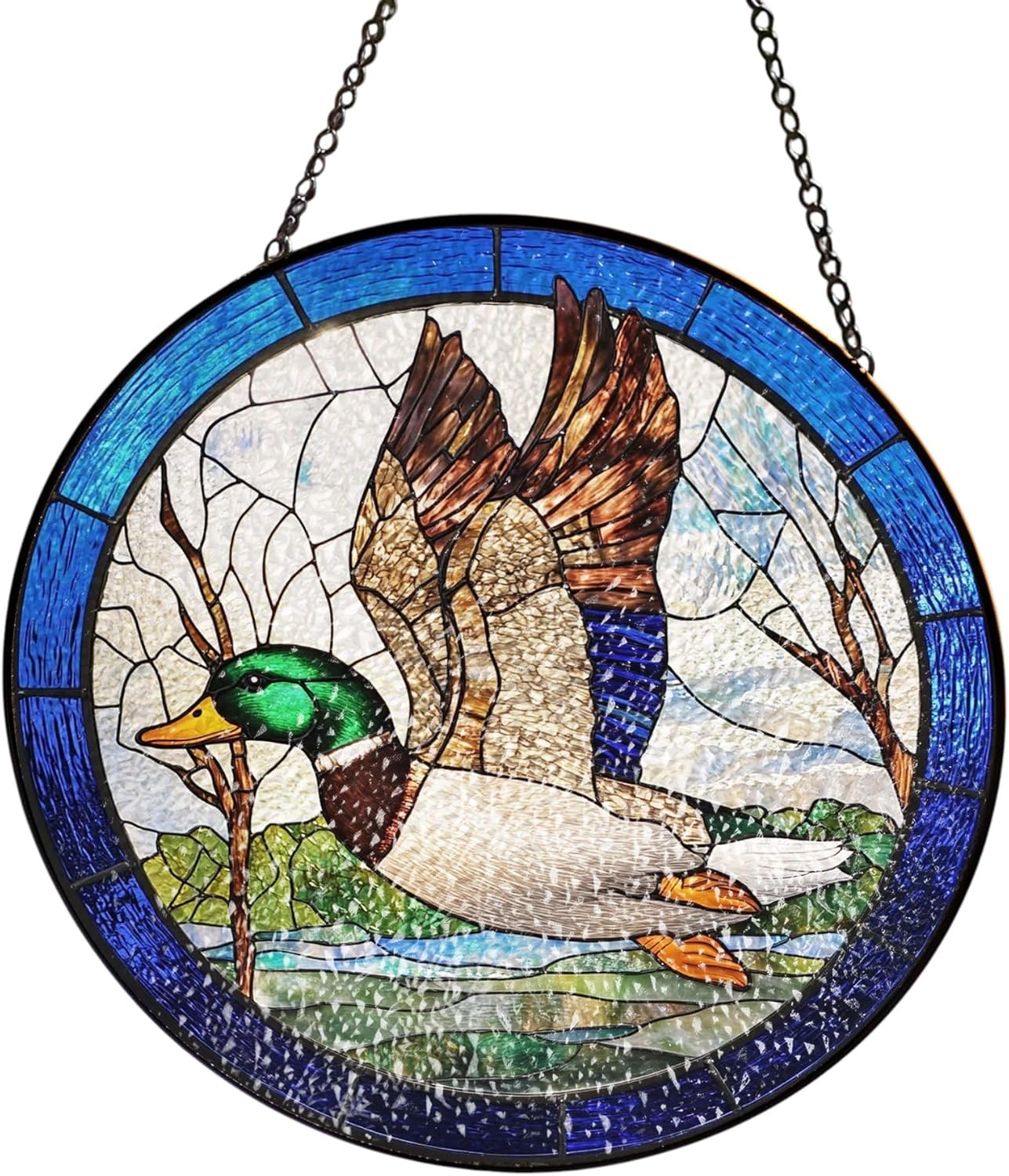 Majestic Mallard Duck Stained Glass Window Panel | Wildlife Art for Home or Cabin Decor, Unique Gift for Birdwatchers (7.8)