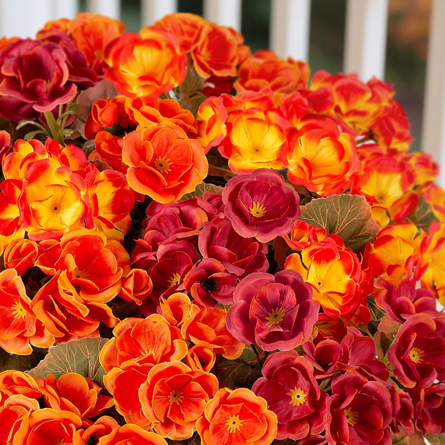 Fake Fall Flowers Artificial for Outdoors Decoration, 6 Bundles Faux Geranium Silk Flower Outside UV Resistant No Fade Artificial Floral for Home Garden Balcony Indoor Table Centerpieces Decor - Image 4