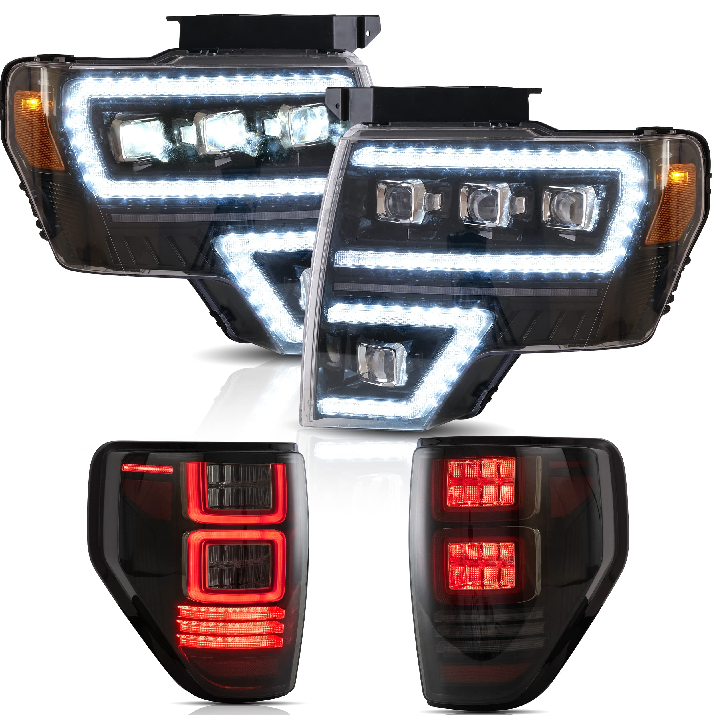 Buy VLAND LED Projector Headlights + Smoke Tail lights Assembly Fit for