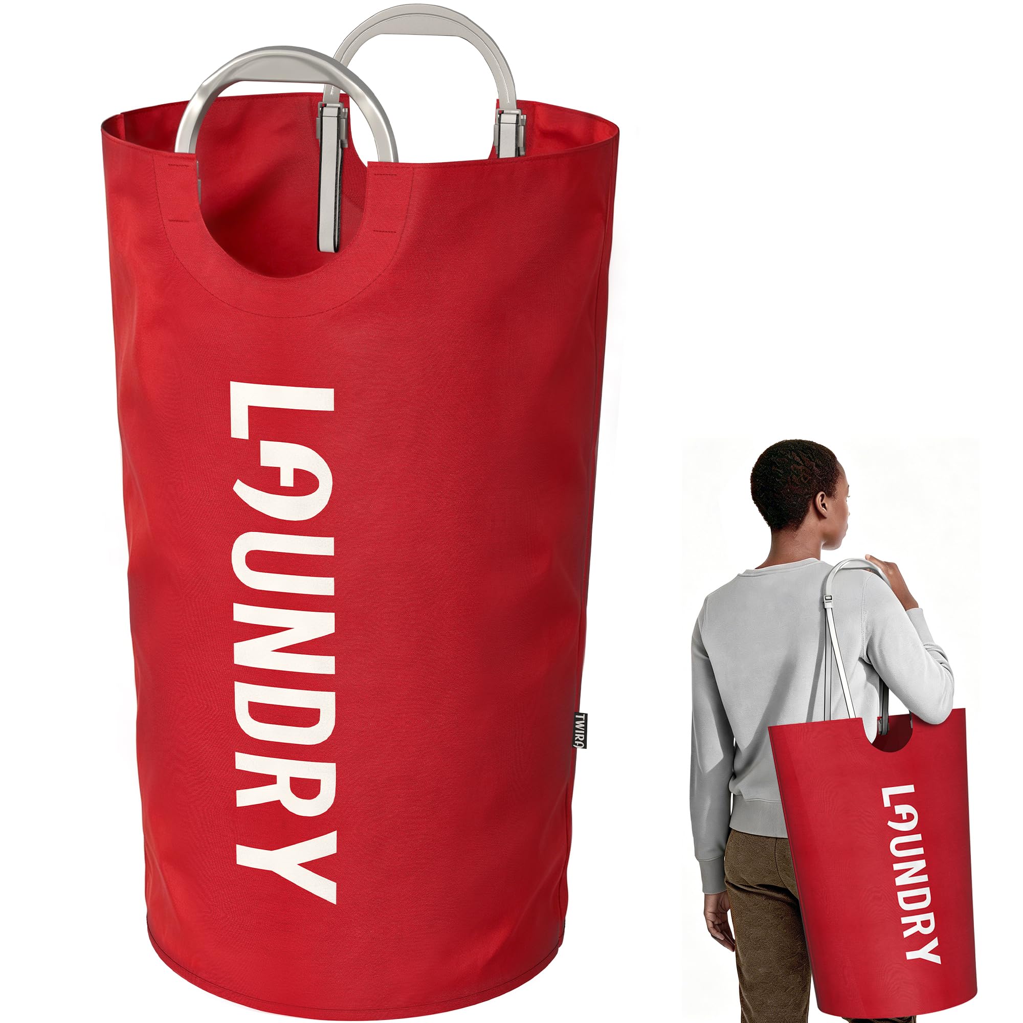 Photo 1 of Twira 100L Laundry Basket with Adjustable Handle - Red