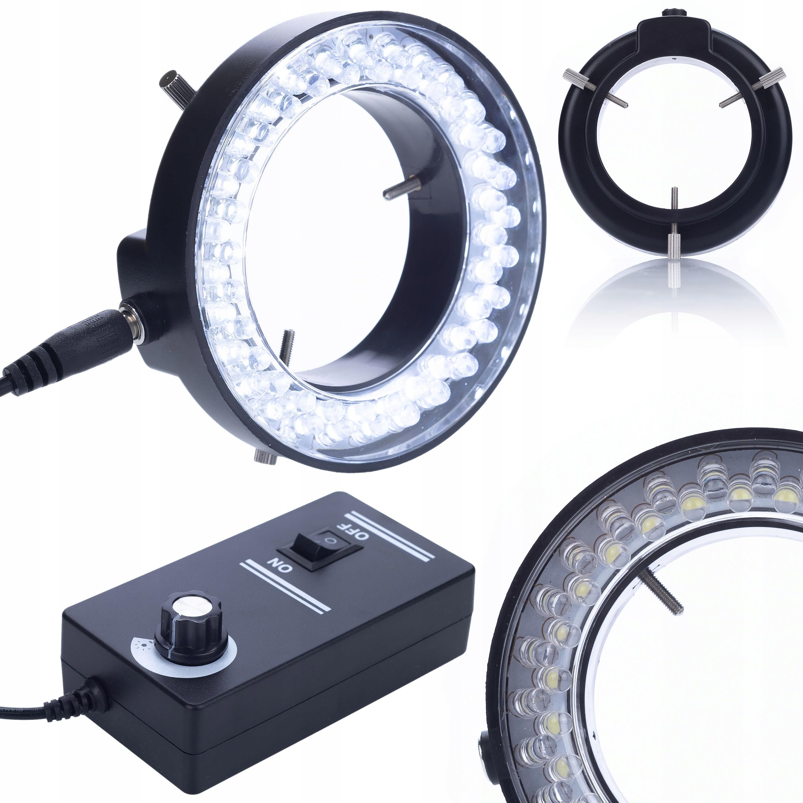 Rosfix Mercury Pro MSMP-T-PS1 - Microscopio estereoscópico trinocular con zoom de 7 x - 45x | Brazo de mesa de 80 cm WDMS2 | 56 x LED anillo de luz | para laboratorio, industria, electrónica | sistema