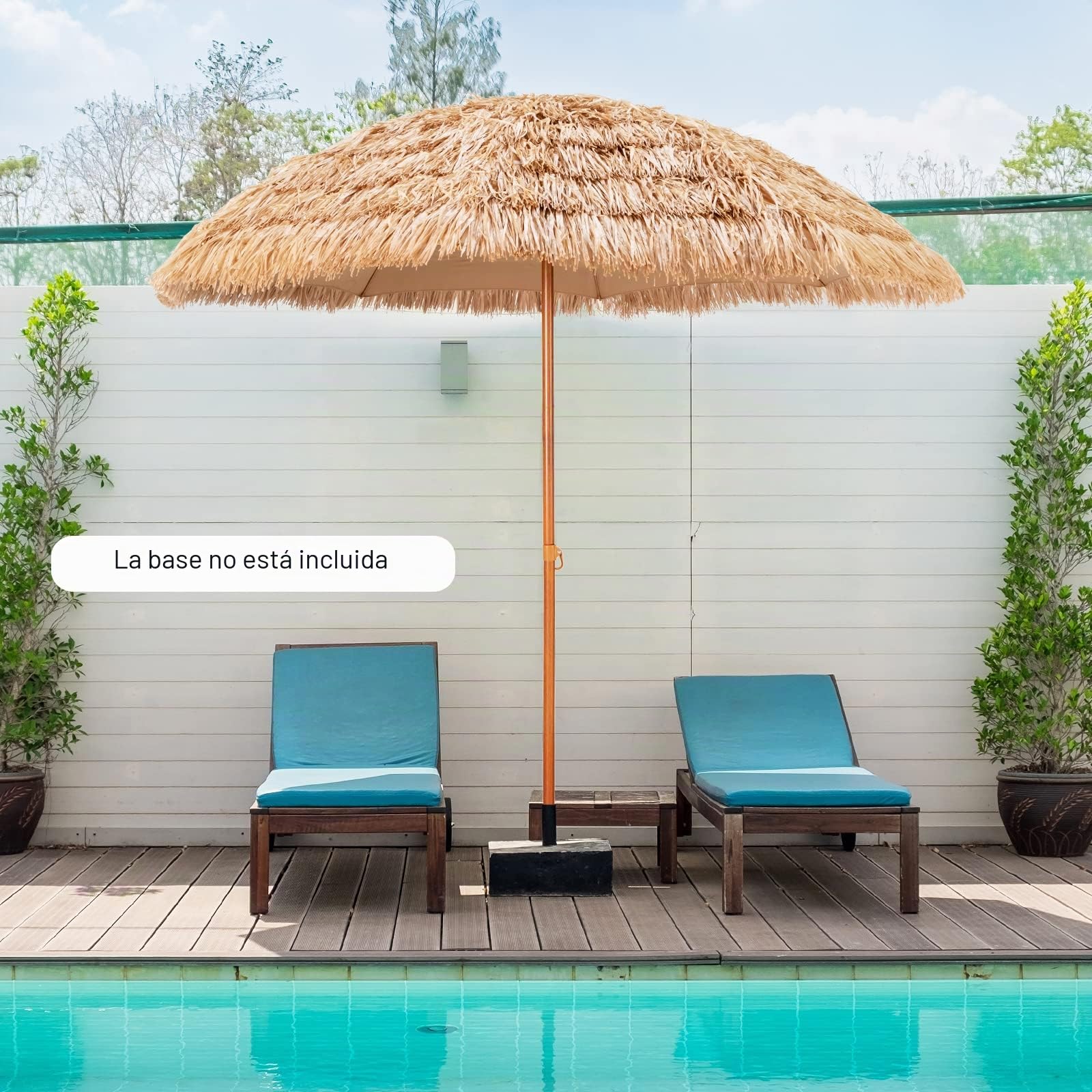 COSTWAY Sombrilla hawaiana, diámetro de 205 cm, sombrilla de paja, sombrilla de jardín, sombrilla de paja, sombrilla de mercado, sombrilla de terraza para jardín, balcón, playa