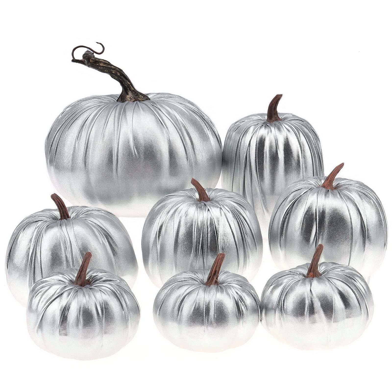 Gresorth 8 Pcs Fake Silver Leather Pumpkins Artificial Pumpkin Decoration