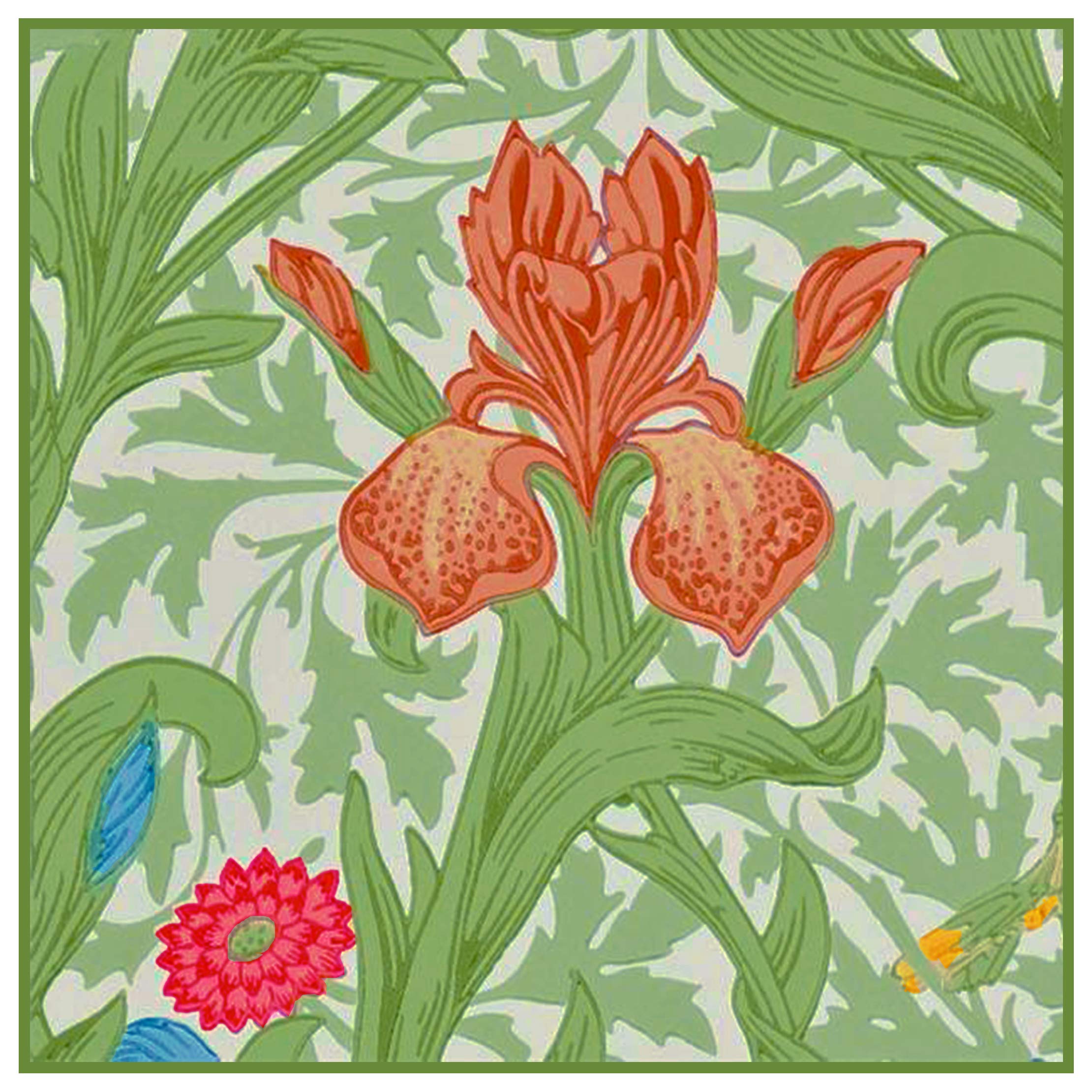 Orange Iris by William Morris Counted Cross Stitch Pattern