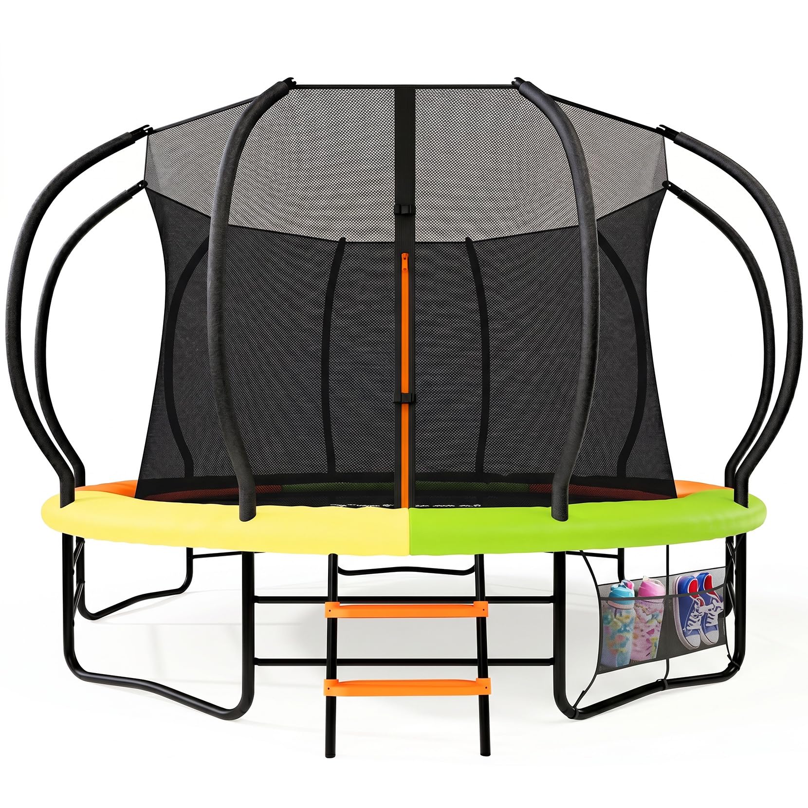 Yohood Outdoor Trampoline, 7.5ft/10ft/12ft Garden Trampoline with Safety Net & Ladder, with Additional 10 Stabilizer Bars and Anti-Rust Coated Galvanized Frame, Suitable for Toddlers and Adults(12ft)