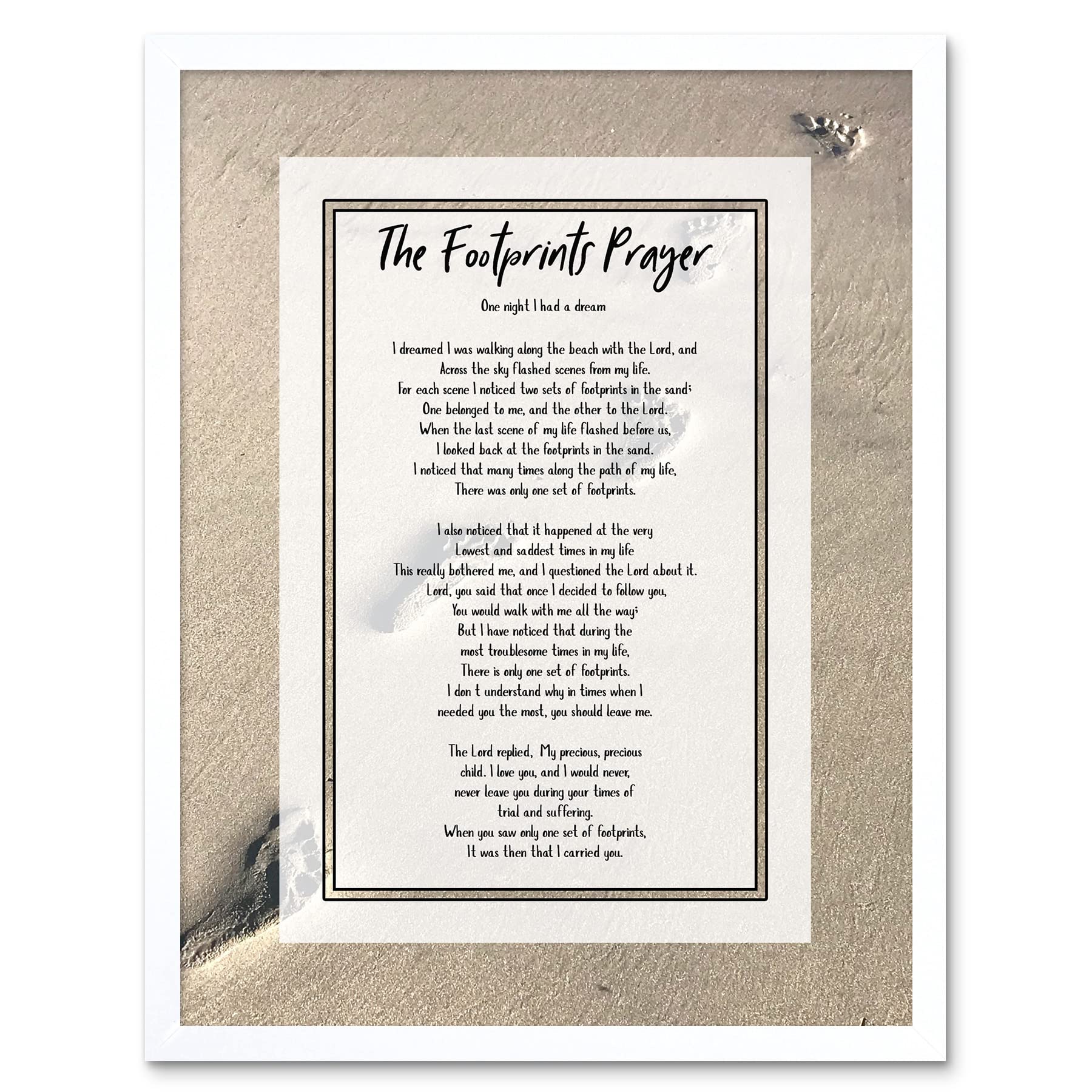 Artery8 God Jesus Footprints In The Sand Poem Inspirational Art Print Framed Poster Wall Decor 12x16 inch