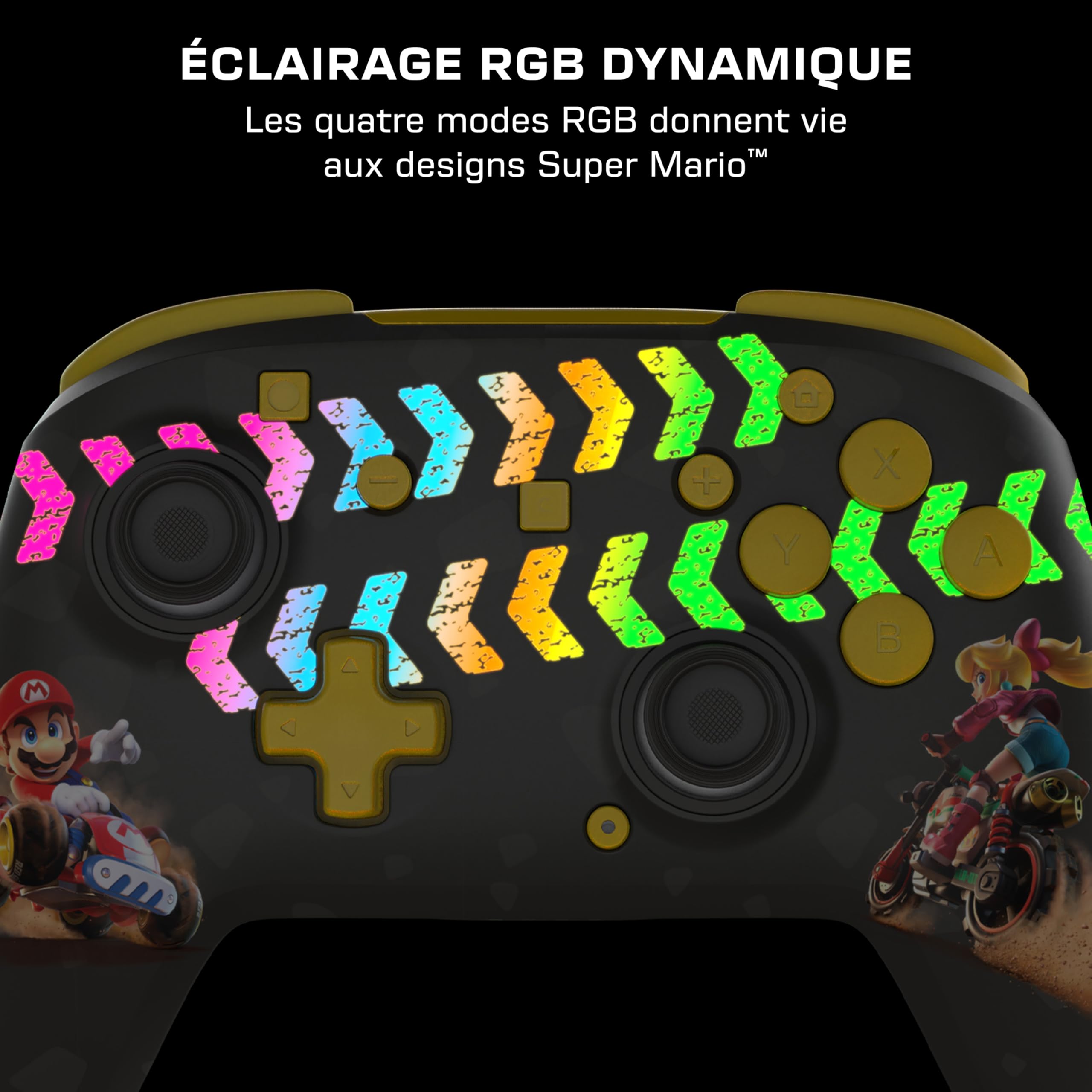 Turtle Beach Rematch - Mario Kart World manette sans fil sous licence officielle pour Nintendo Switch 2 et Nintendo Switch avec sticks TMR, RGB personnalisable et batterie rechargeable