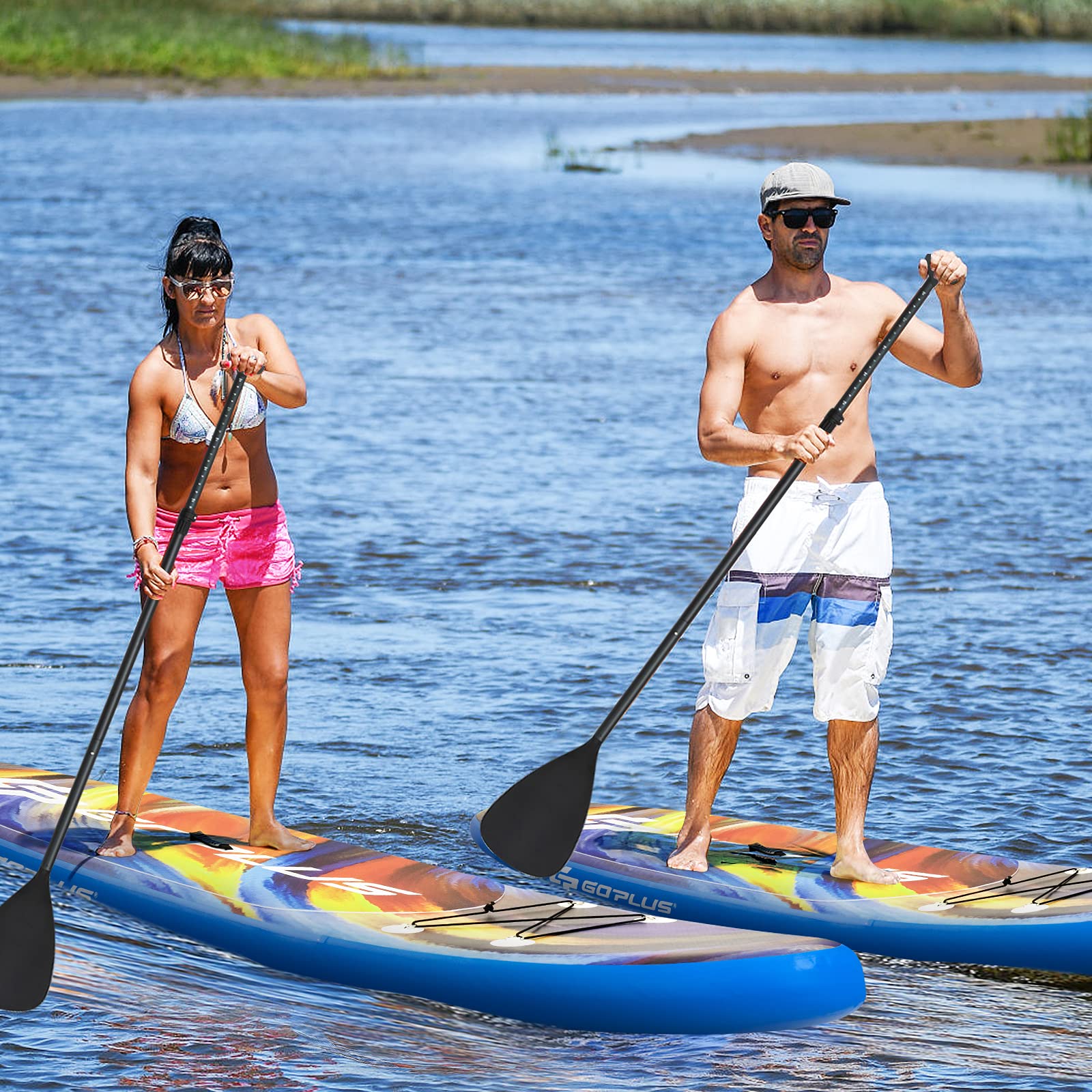 COSTWAY SUP Gonfiabile 335/320 cm, Stand Up Paddle Gonfiabile con Pinne, Leash, Pagaia, Pompa, Kit di Riparazione e Borsa, Carico Massimo 120 kg