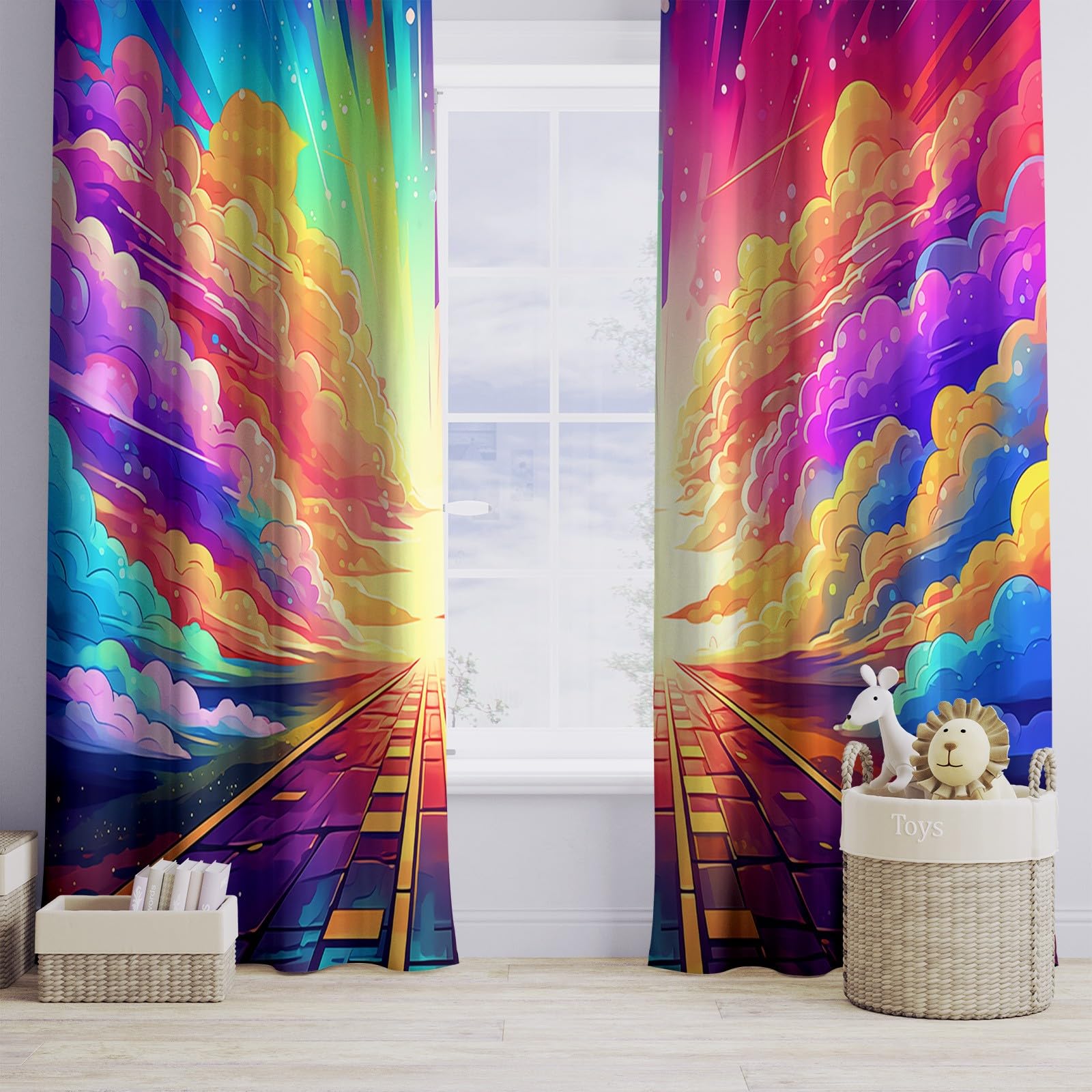 Lot De 2 Rideau Occultant Nuages De Rêve Colorés, Rideaux Opaques Isolants Thermiques À Oeillets, Draperies Intérieurs Salon pour Chambre Enfant, L117 x H229 cm
