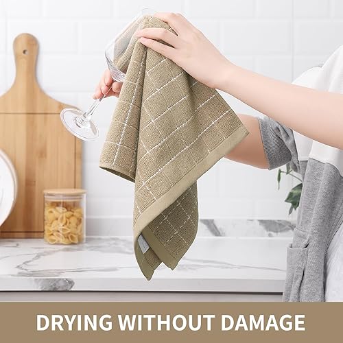 Miniatura 35 de Homaxy Toallas de cocina de rizo 100% algodón (gris oscuro, 13 x 28 pulgadas), diseño a cuadros, suaves y súper absorbentes, paquete de 6