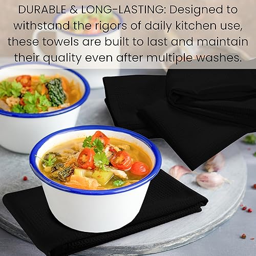 Miniatura 6 de Juego de 6 toallas de cocina de punto gofre, paquete de 6 paños de cocina de algodón para secar platos de 16 x 28 pulgadas, toallas de mano de