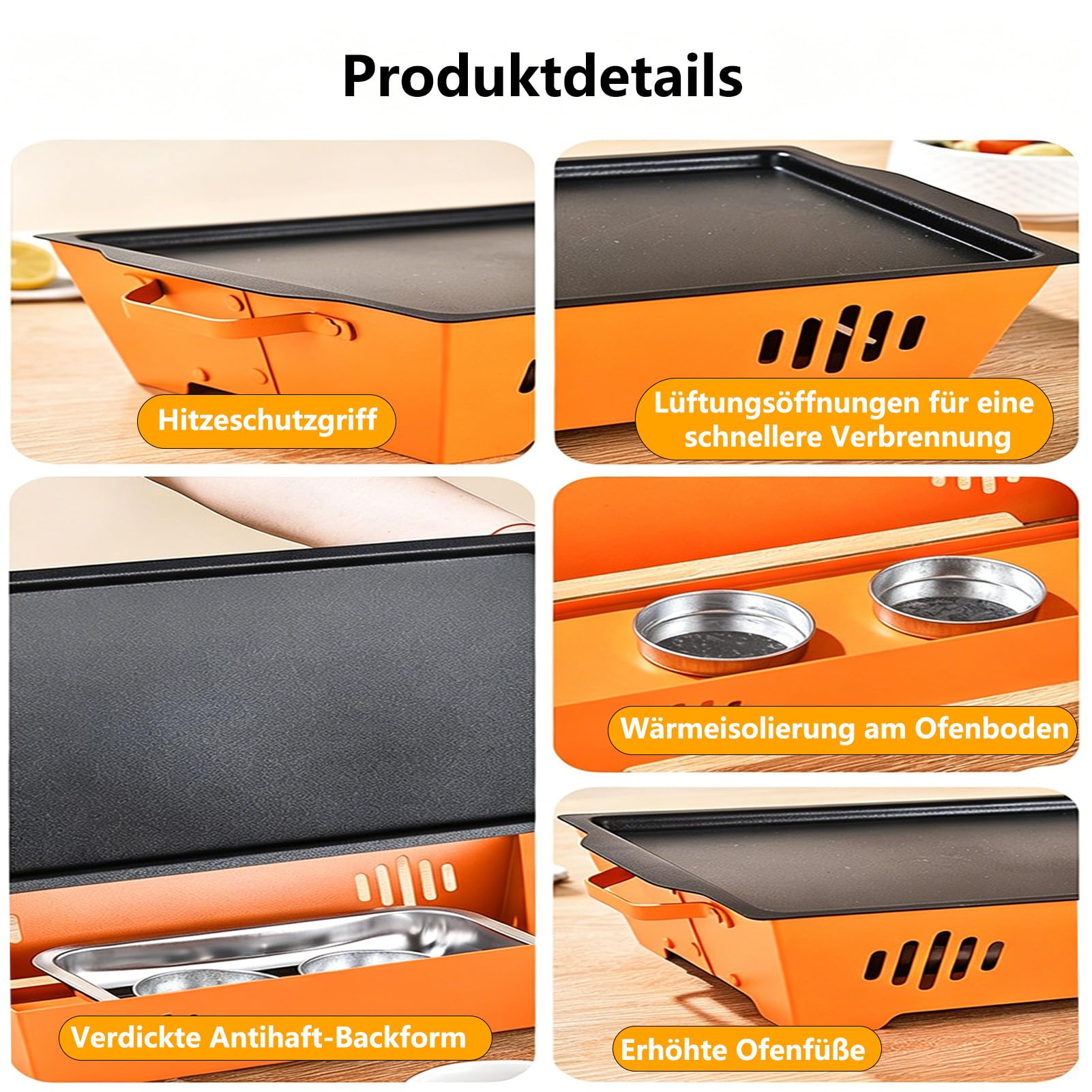 Warmhalteplatte Grillgut, Aluminiumlegierung Grill Warmhalteplatte mit Antihaftbeschichtung Speisenwärmer, Grillgut Warmhalten für Buffet und Camping Grill (Holzkohle-Rot)