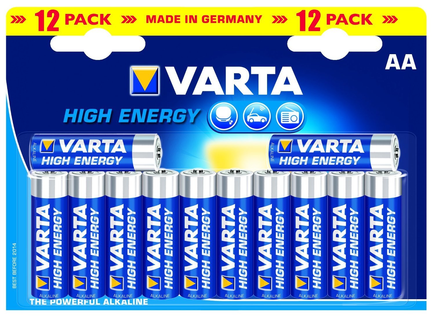 VARTA Batteries AA Pack of 12, Longlife Power, Alkaline, 1.5 V, Ideal for Toys, Wireless Mouse, Torches, Made in Germany
