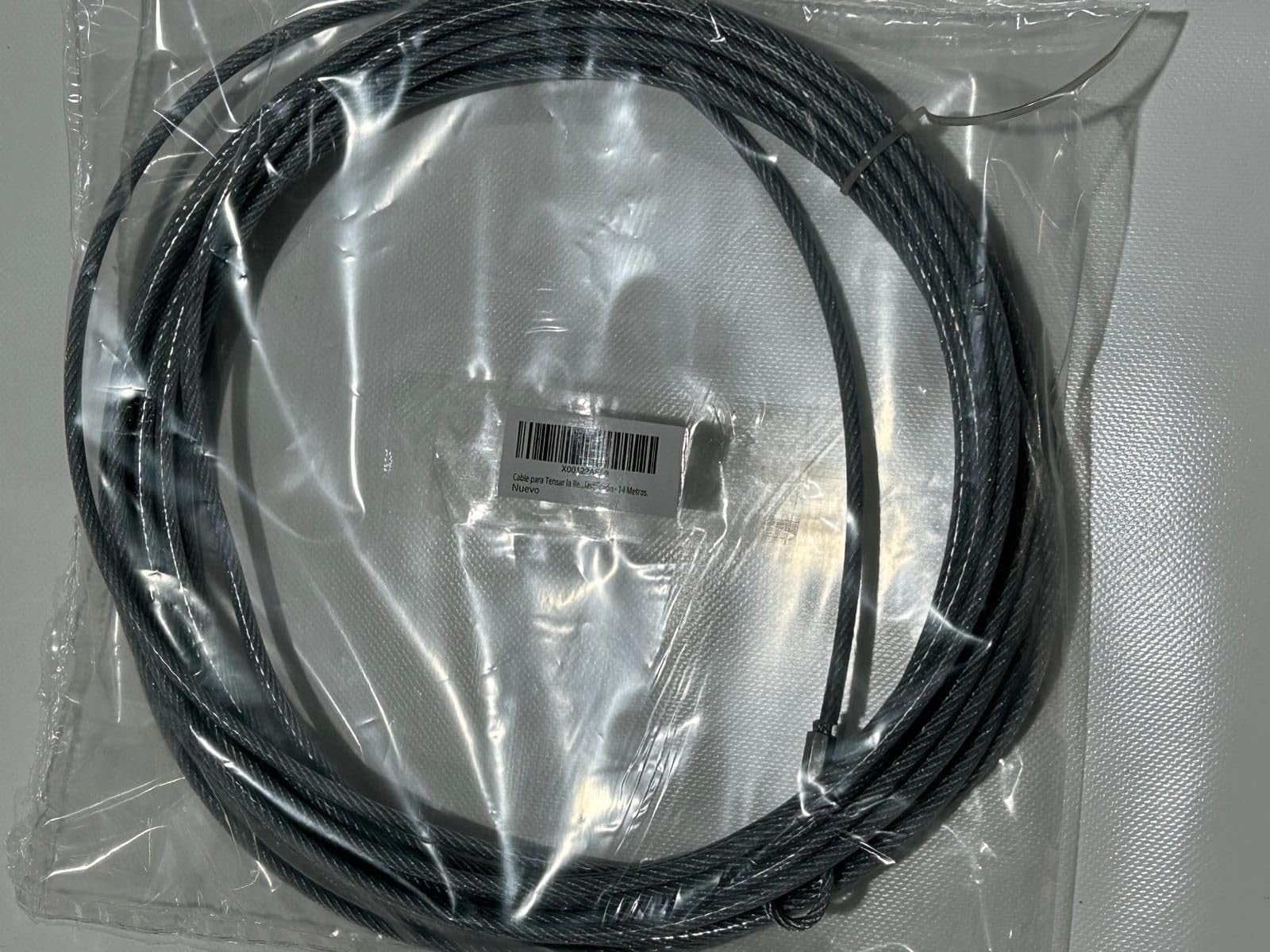 Cable de Acero Trenzado Galvanizado y Plastificado para Tensar la Red de Tenis y Vóleibol de 14 Metros. Cable de Repuesto para la Tensión de la Red