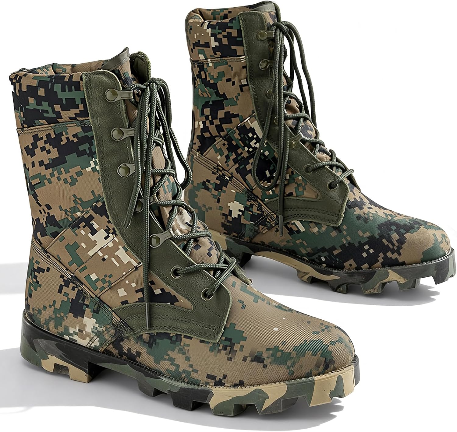 Men's Tactical Military Boots,Desert Jungle Combat Boots,Mid Calf Work Hiking Boots Lace-Up Design,Breathable For Spring Summer,US Standard Size,For Outdoor Trails,Work Sites, Training & Festival Activities