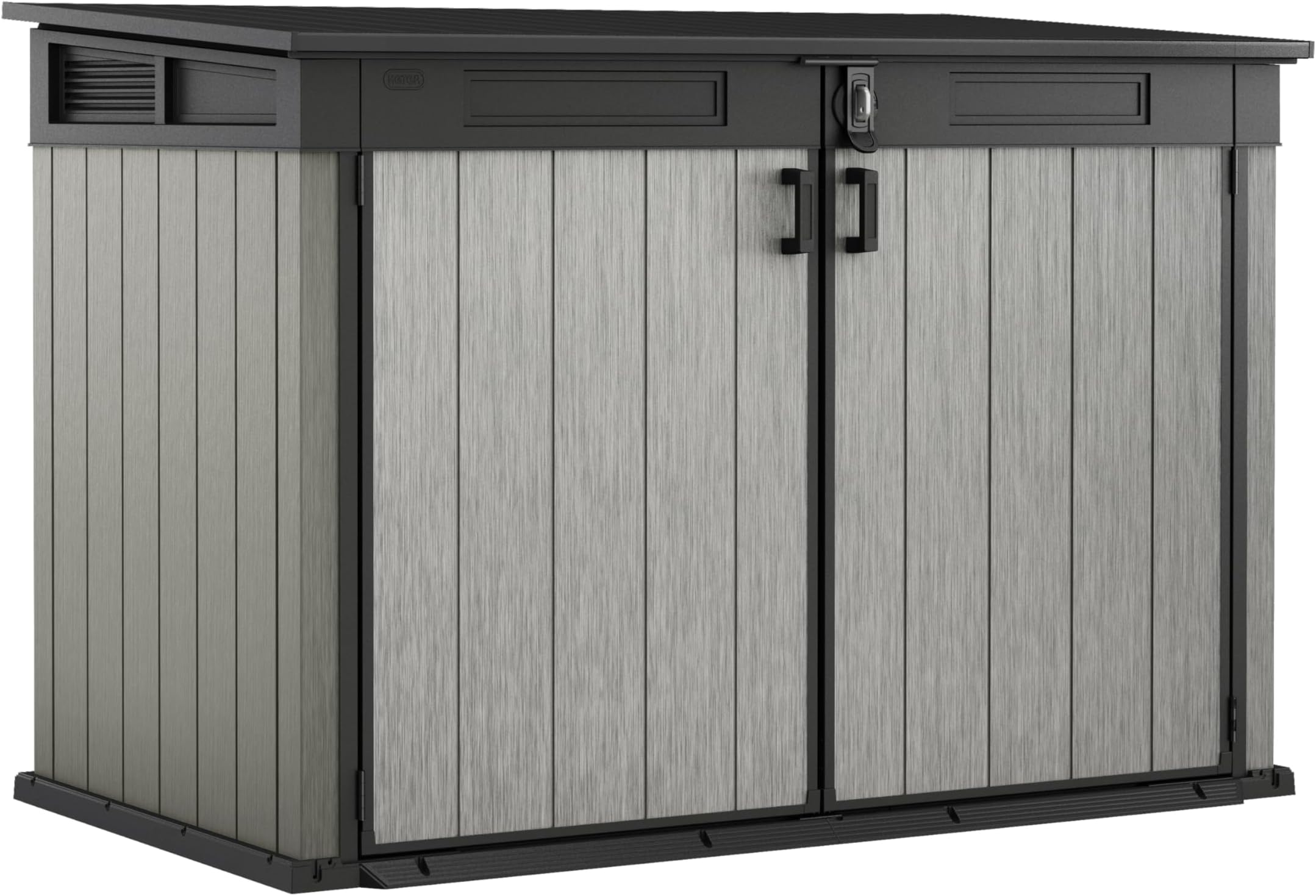 Keter Grande Store Outdoor Double Door Garden Furniture Storage Shed Grey Duotech+ Wood Look and Feel | Fade Free | All Weather Resistant | Safe and Secure | Zero Maintenance