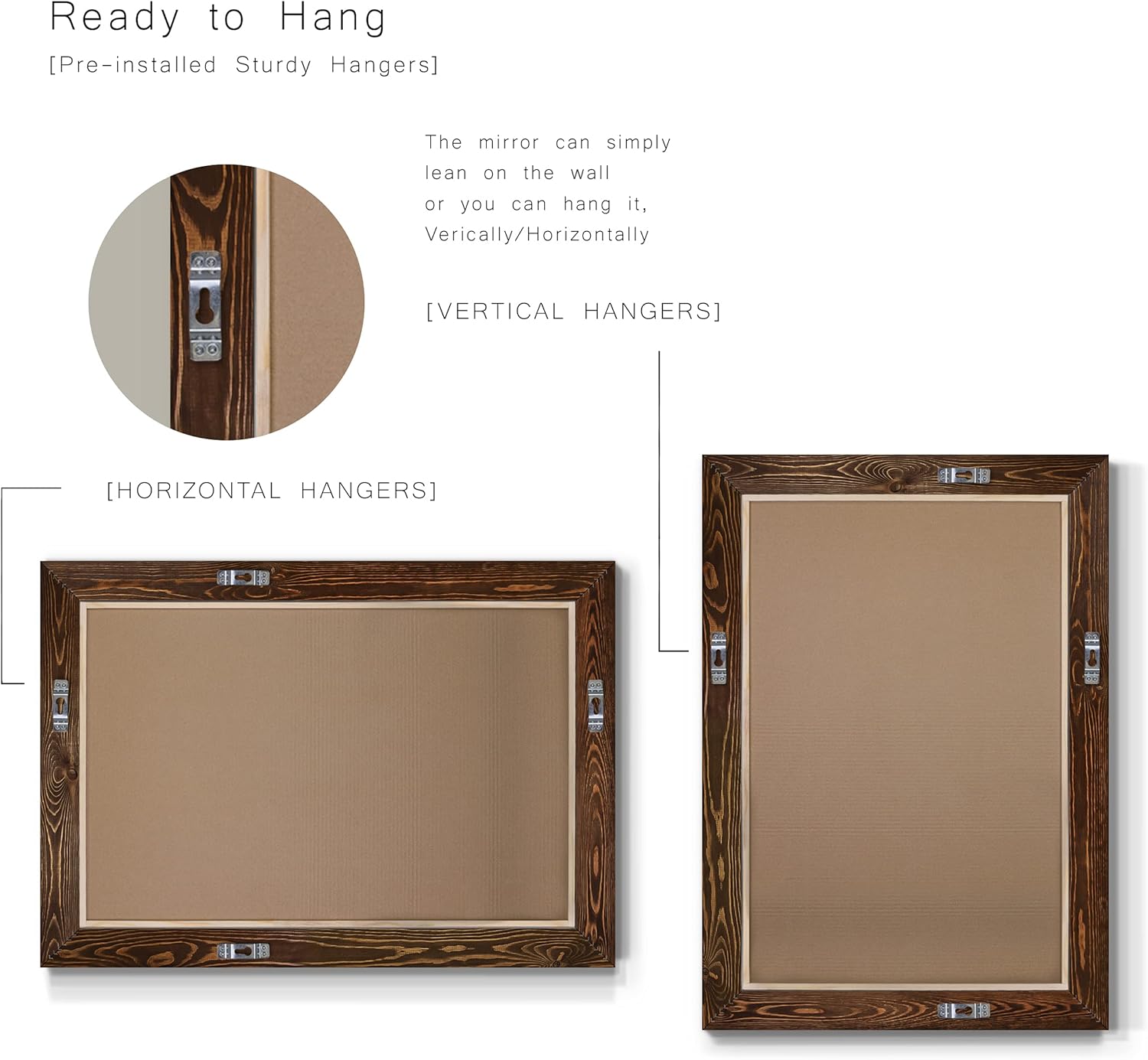 Renditions Gallery Rustic Barnwood Rectangular Framed Wall Mirror-Maple, 29X41