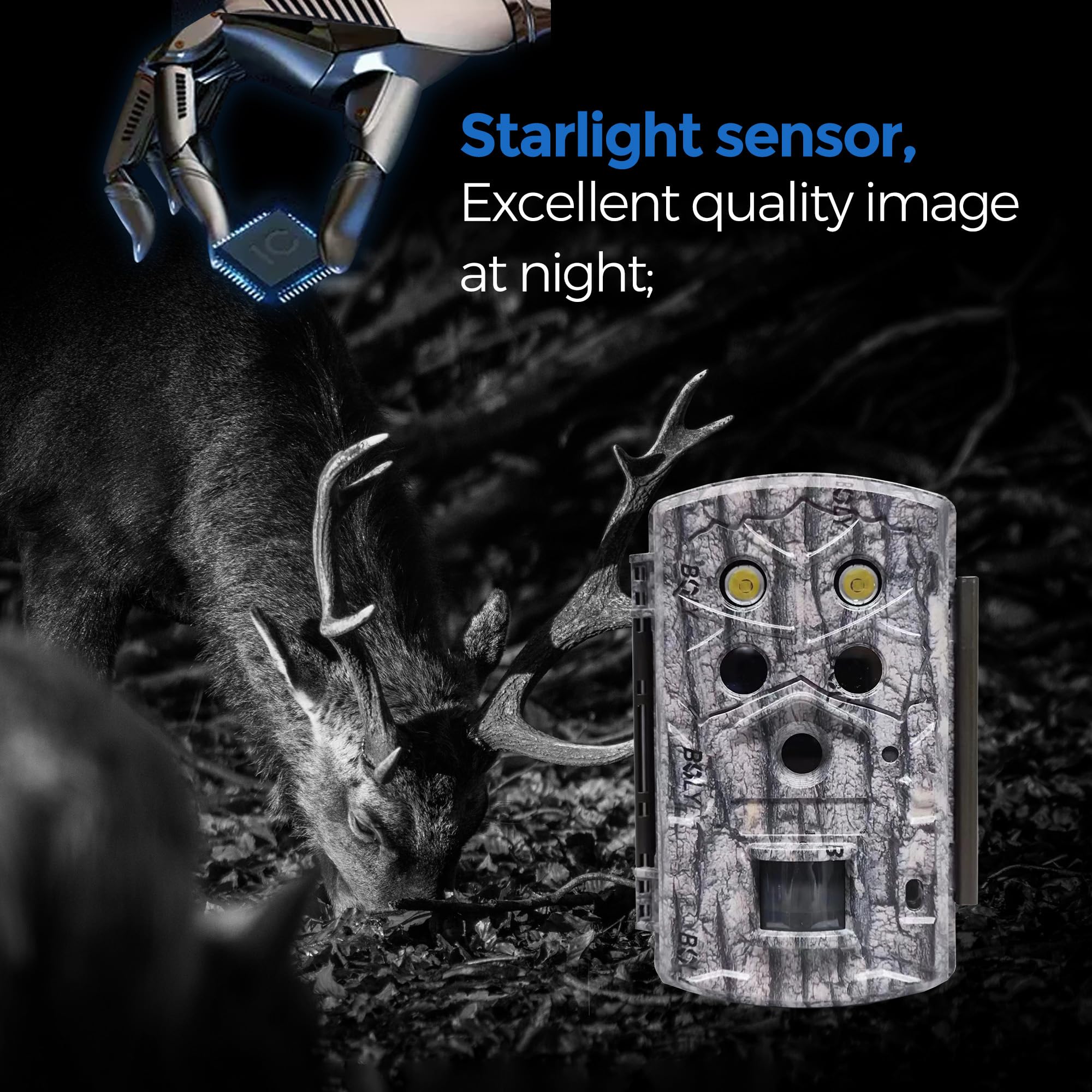 BolyGuard Wildlife Wildkamera 45 MP 4K FHD Jagdkamera 30,5 m Erfassungsreichweite 40 Stück 940 nm IR-LEDs mit Nachtversion für Wildtierüberwachung und Heimsicherheit (-4K)