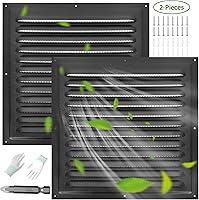 TIHCXNY 2 Pack 10x10 Inch Black Aluminum Gable Vents with Screen - Durable Screened Shed Vents for Attic Garage House Walls